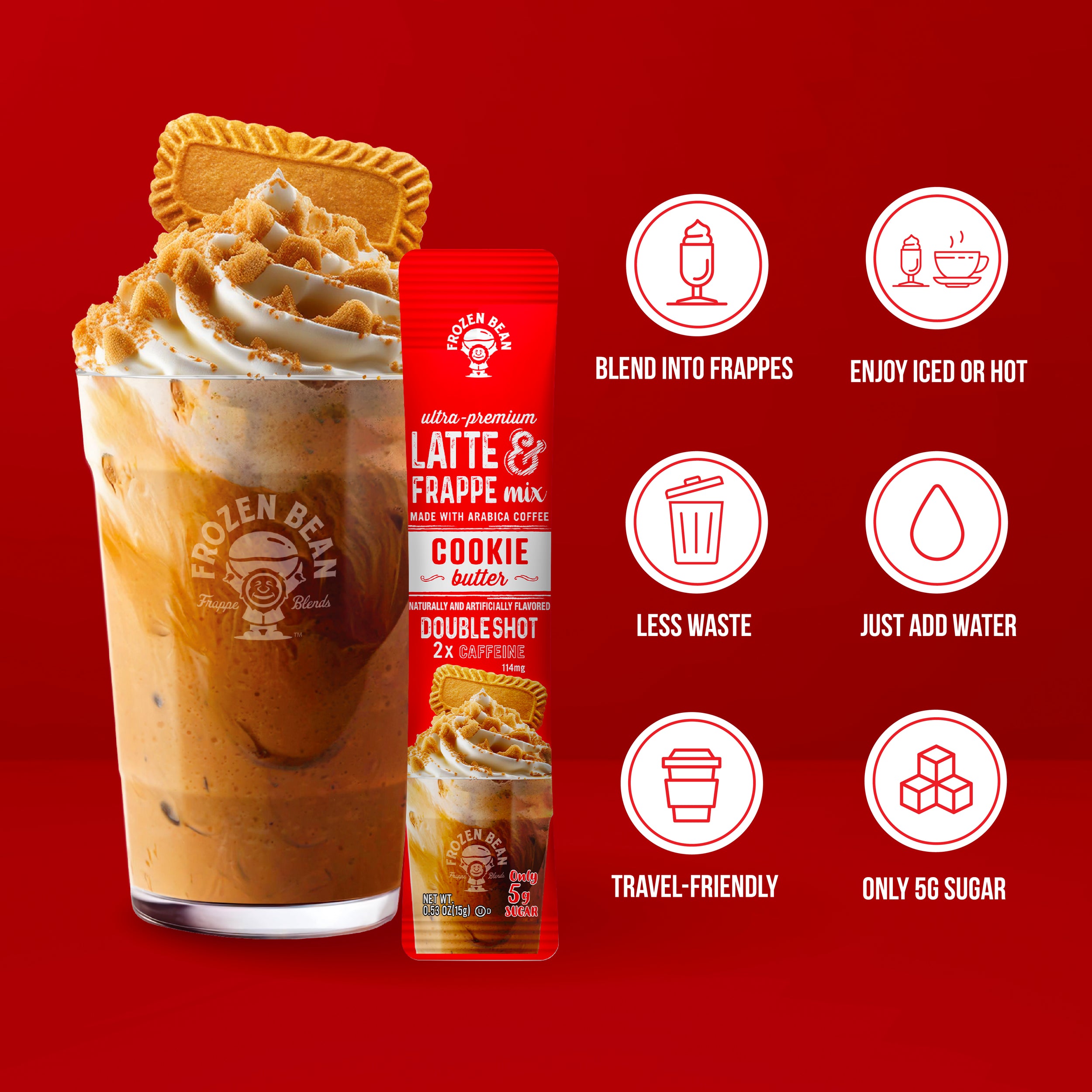 Ultra Premium Frappe Cookie Butter Latte Instant Mix (10 Packs)