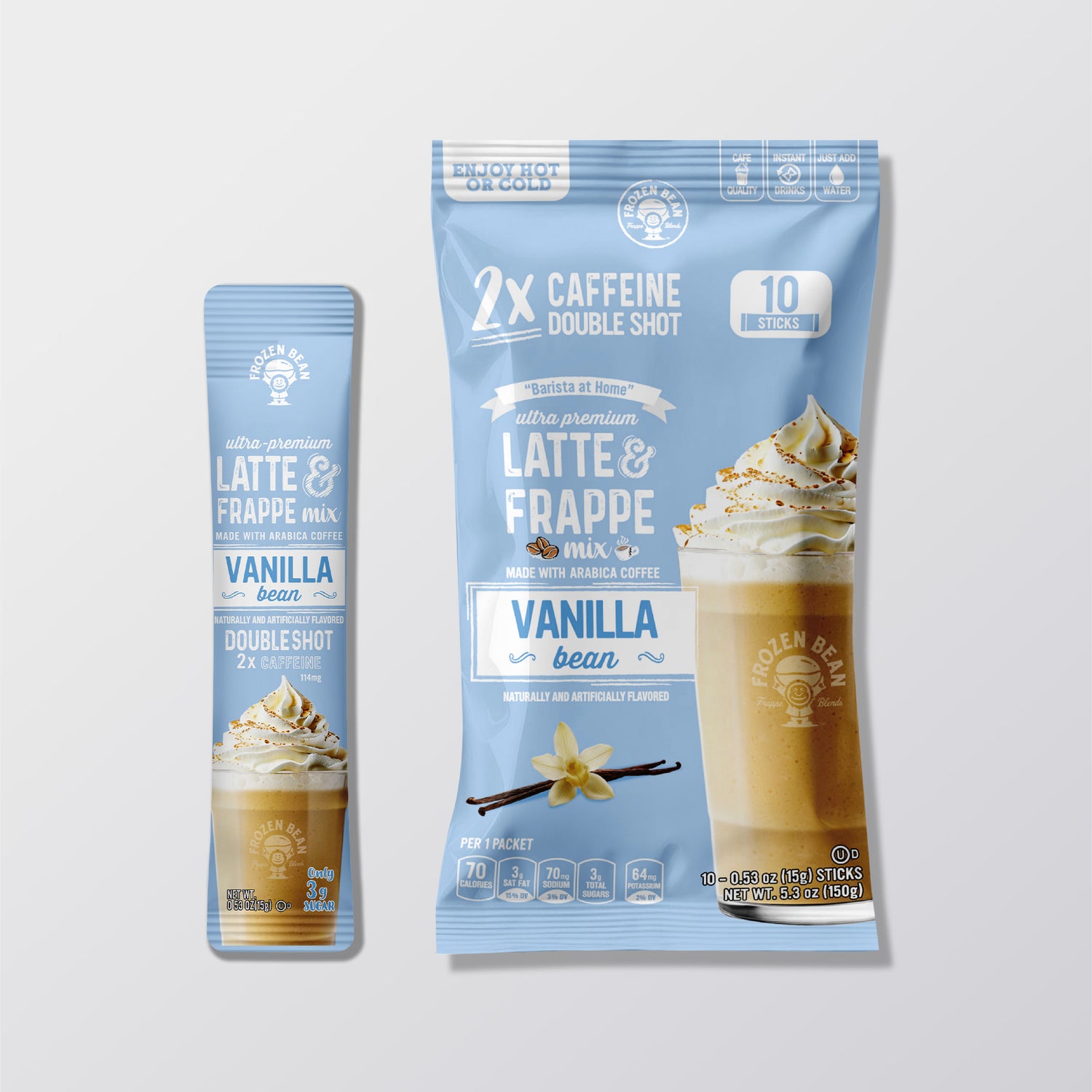 The Frozen Bean Vanilla Bean Frappe & Latte Instant Mix (10 Sticks)