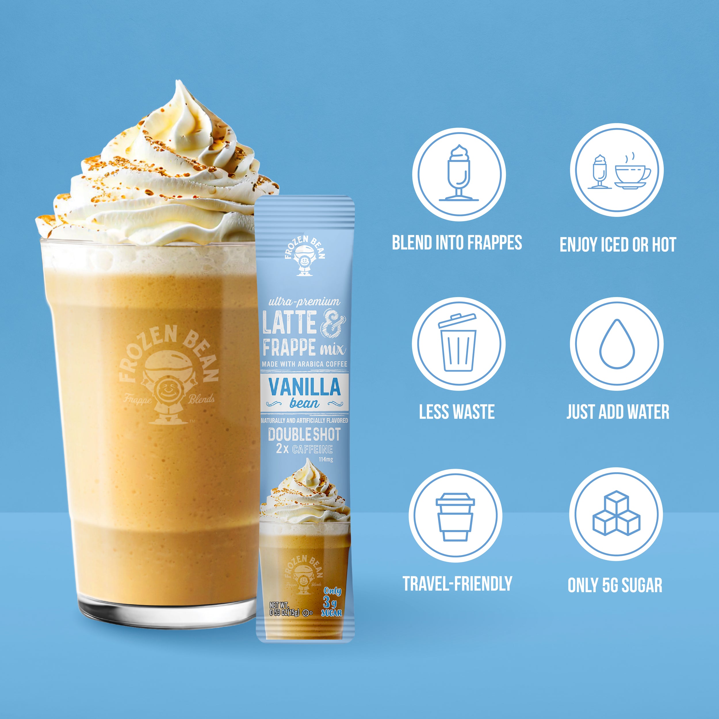 Ultra Premium Frappe Vanilla Bean Latte Instant Mix (10 Packs)