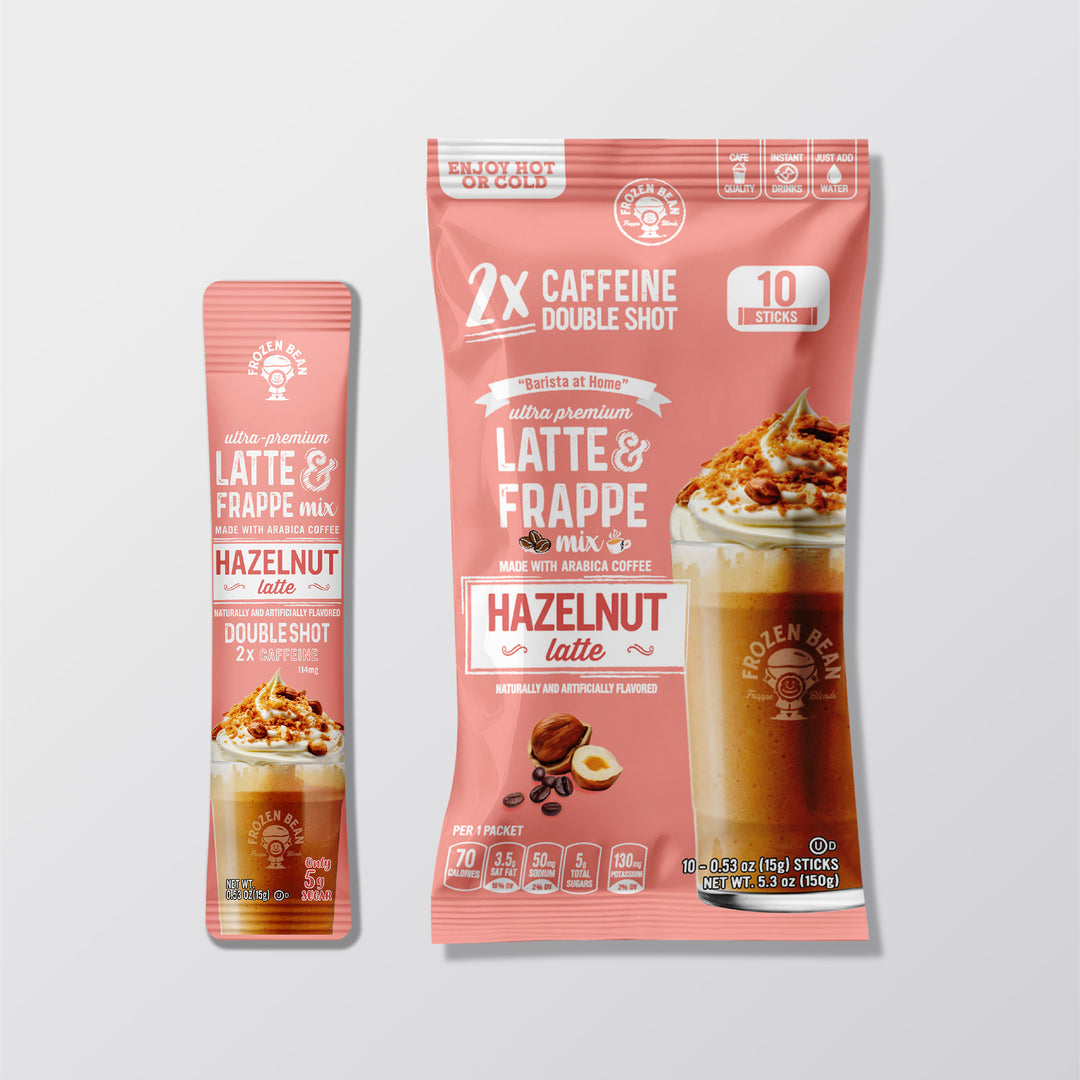 The Frozen Bean Hazelnut Frappe & Latte Instant Mix (10 Sticks)