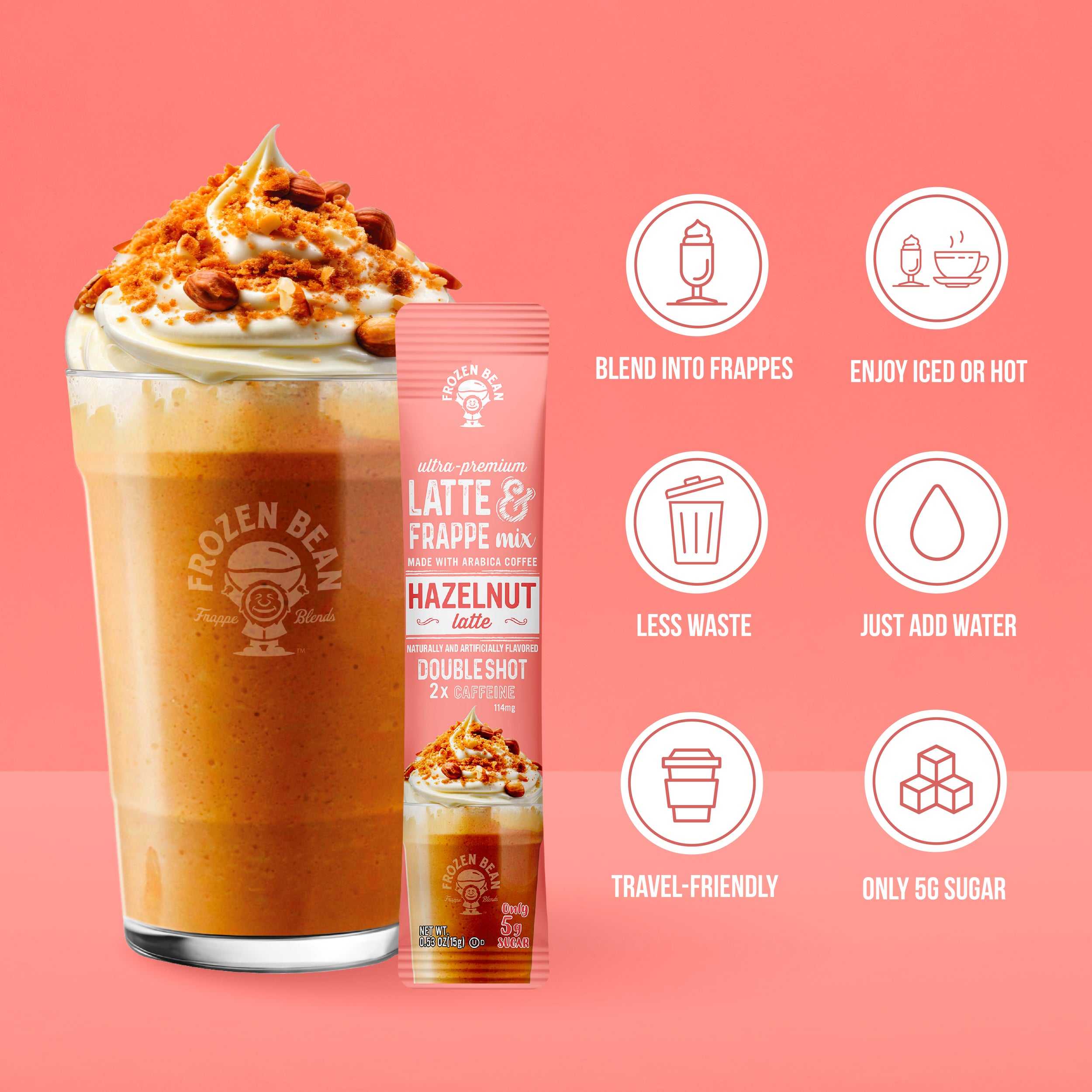 Ultra Premium Frappe Hazelnut Latte Instant Mix (10 Packs)