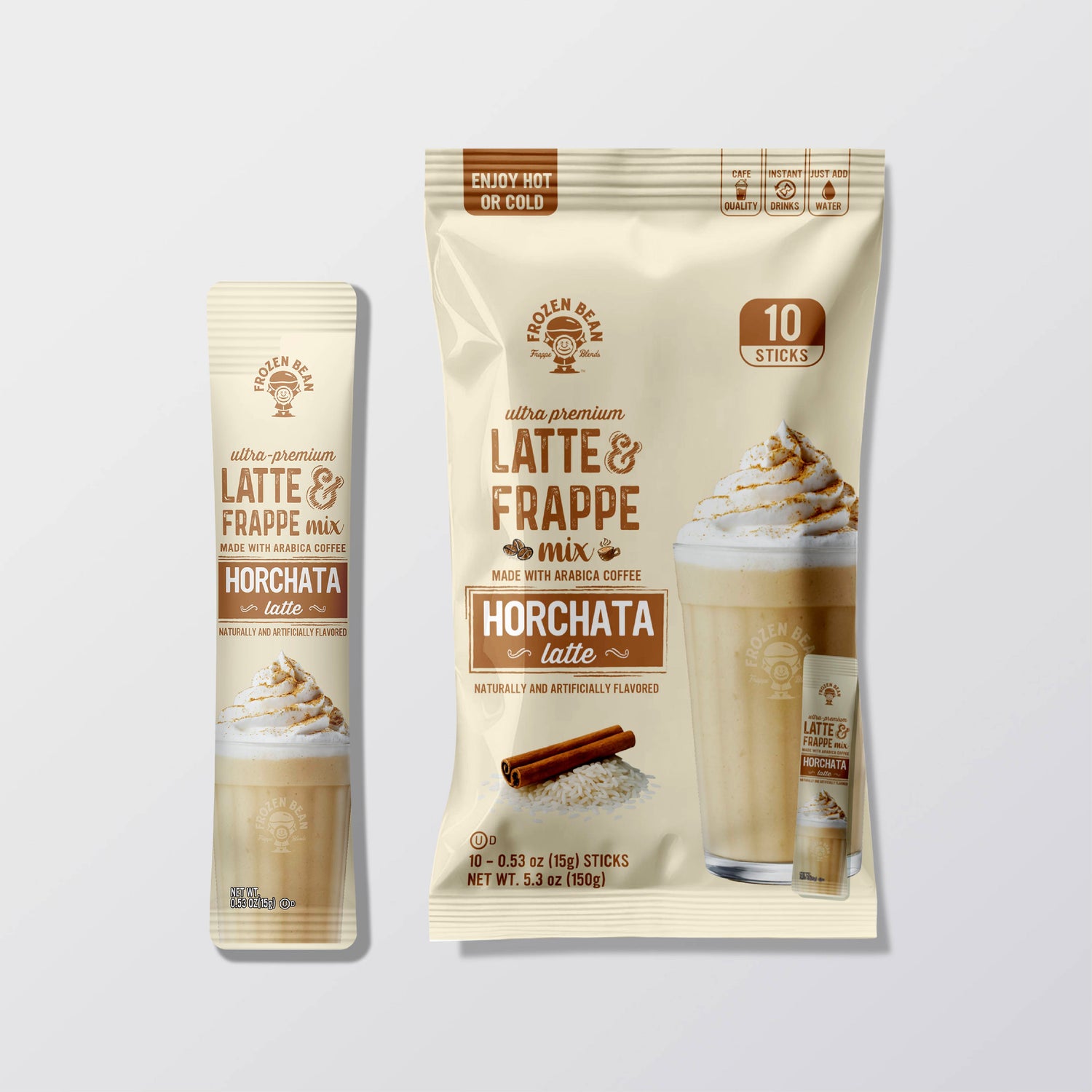 The Frozen Bean Horchata Frappe & Latte Instant Mix (10 Sticks)