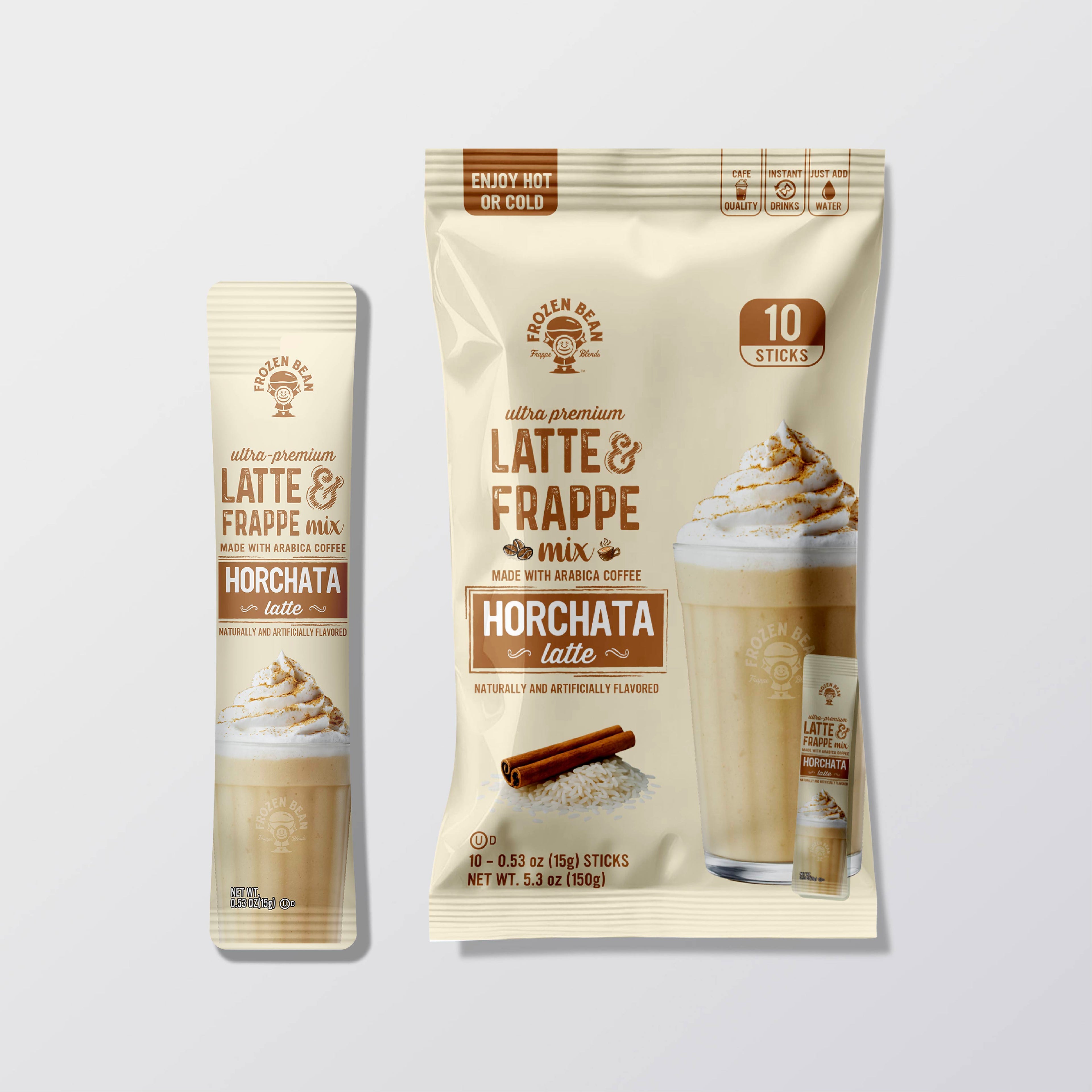 The Frozen Bean Horchata Frappe & Latte Instant Mix (10 Sticks)