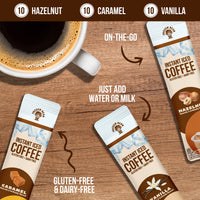 Instant Iced Coffee, Single-Serve Packets, Gluten-Free, Dairy-Free, Variety Pack, Vanilla, Hazelnut, Caramel, 10 packets each (30 packs total)