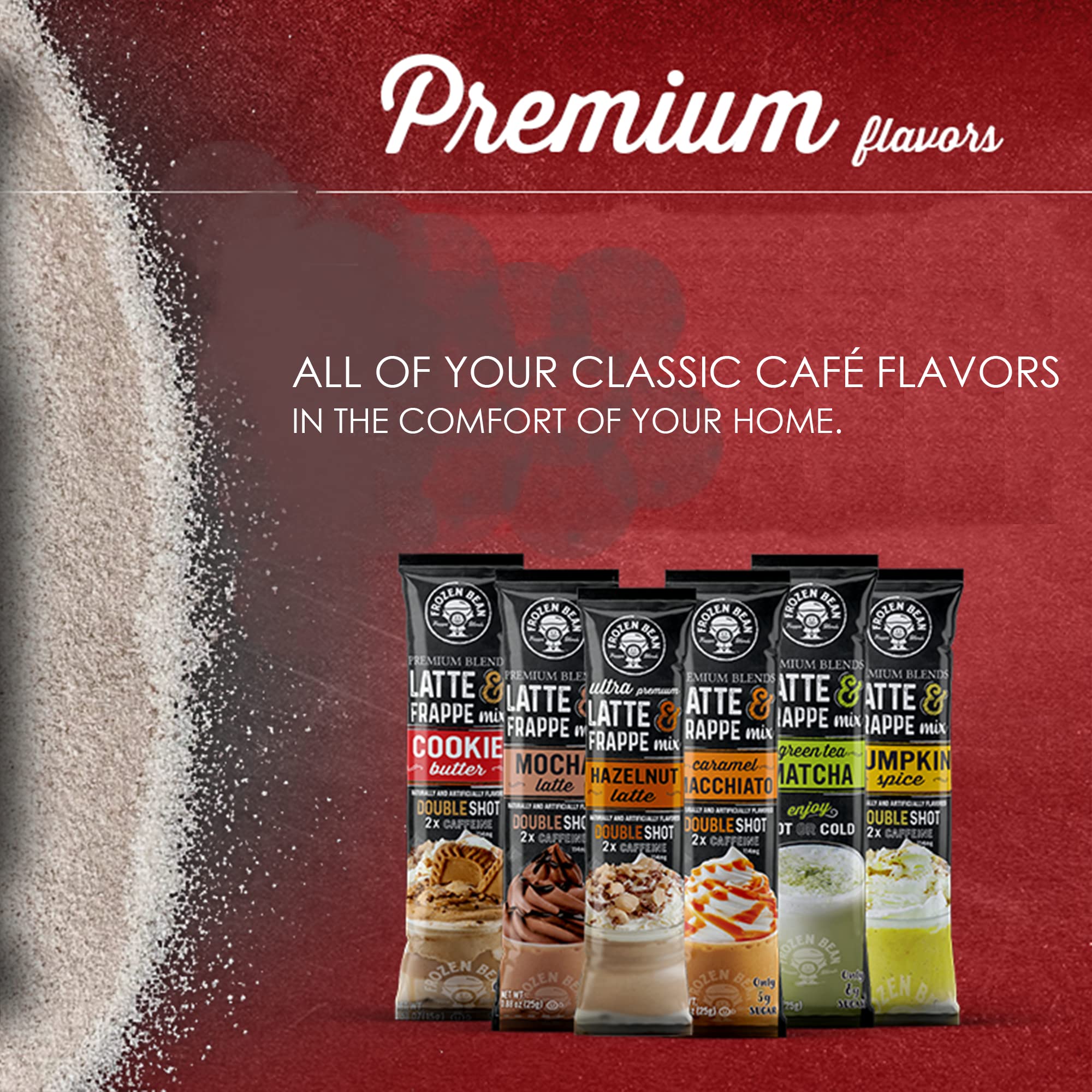 Frappe & Latte Instant Mix – Double Caffeine, Low Sugar, Arabica Coffee | Kosher, Instant Coffee Packets | Hot, Iced & Blended Drinks - 20 Single Serve Sticks