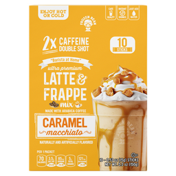 Ultra Premium Frappe Caramel Macchiato Latte Instant Mix – 10 Single-Serve Packs (Carton)