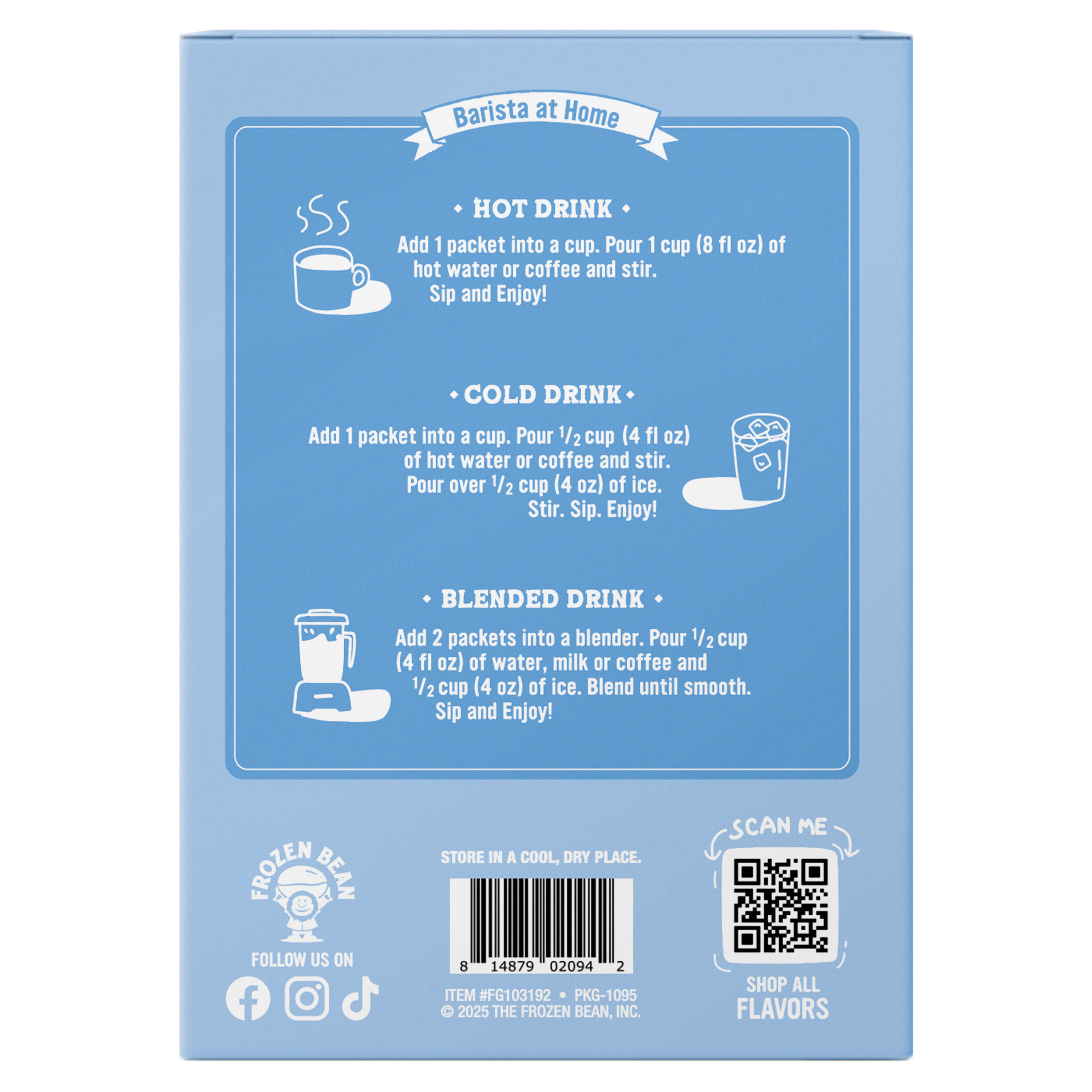 Ultra Premium Frappe Vanilla Bean Latte Instant Mix – 10 Single-Serve Packs (Carton)