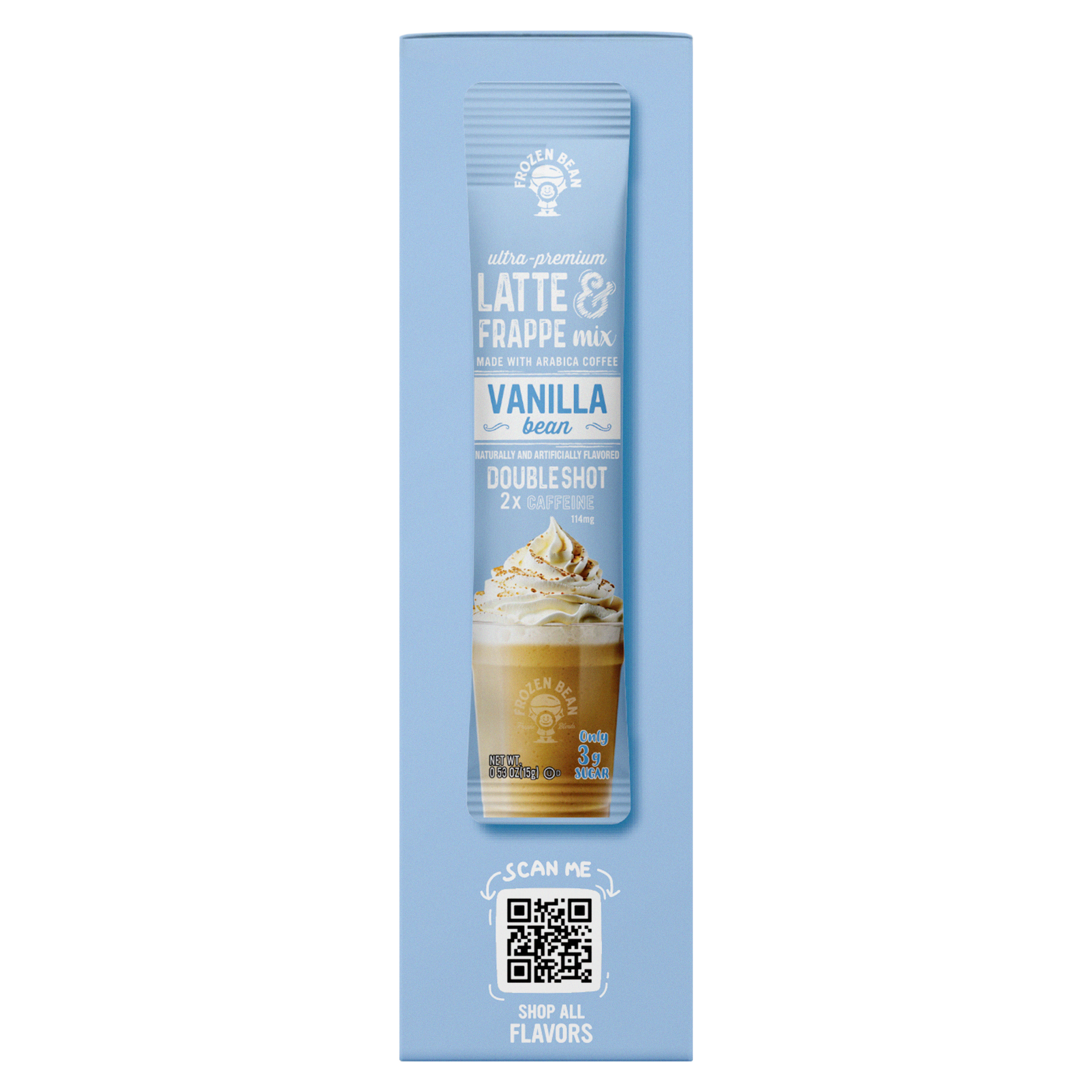 Ultra Premium Frappe Vanilla Bean Latte Instant Mix – 10 Single-Serve Packs (Carton)