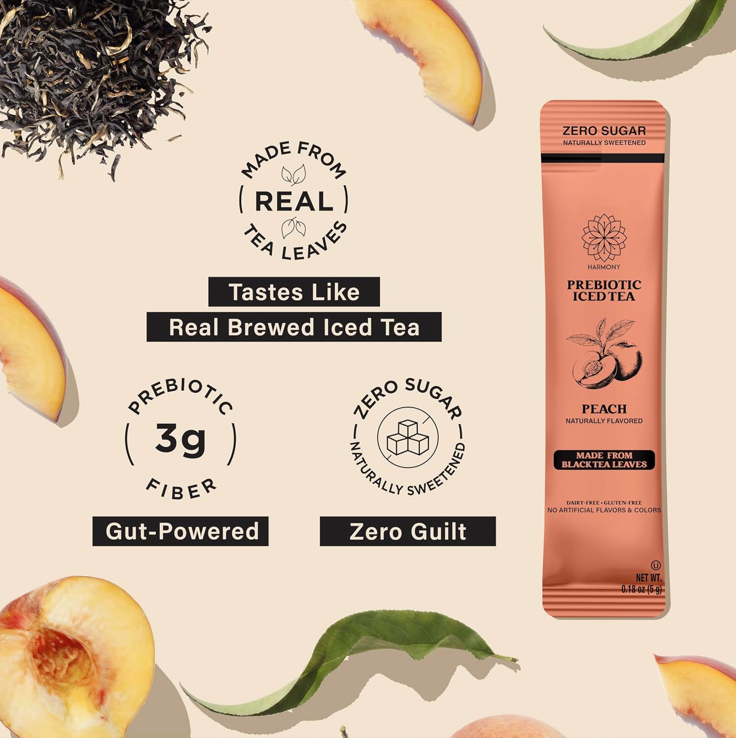 Harmony Matcha Prebiotic Black Tea Peach (Case of 6)