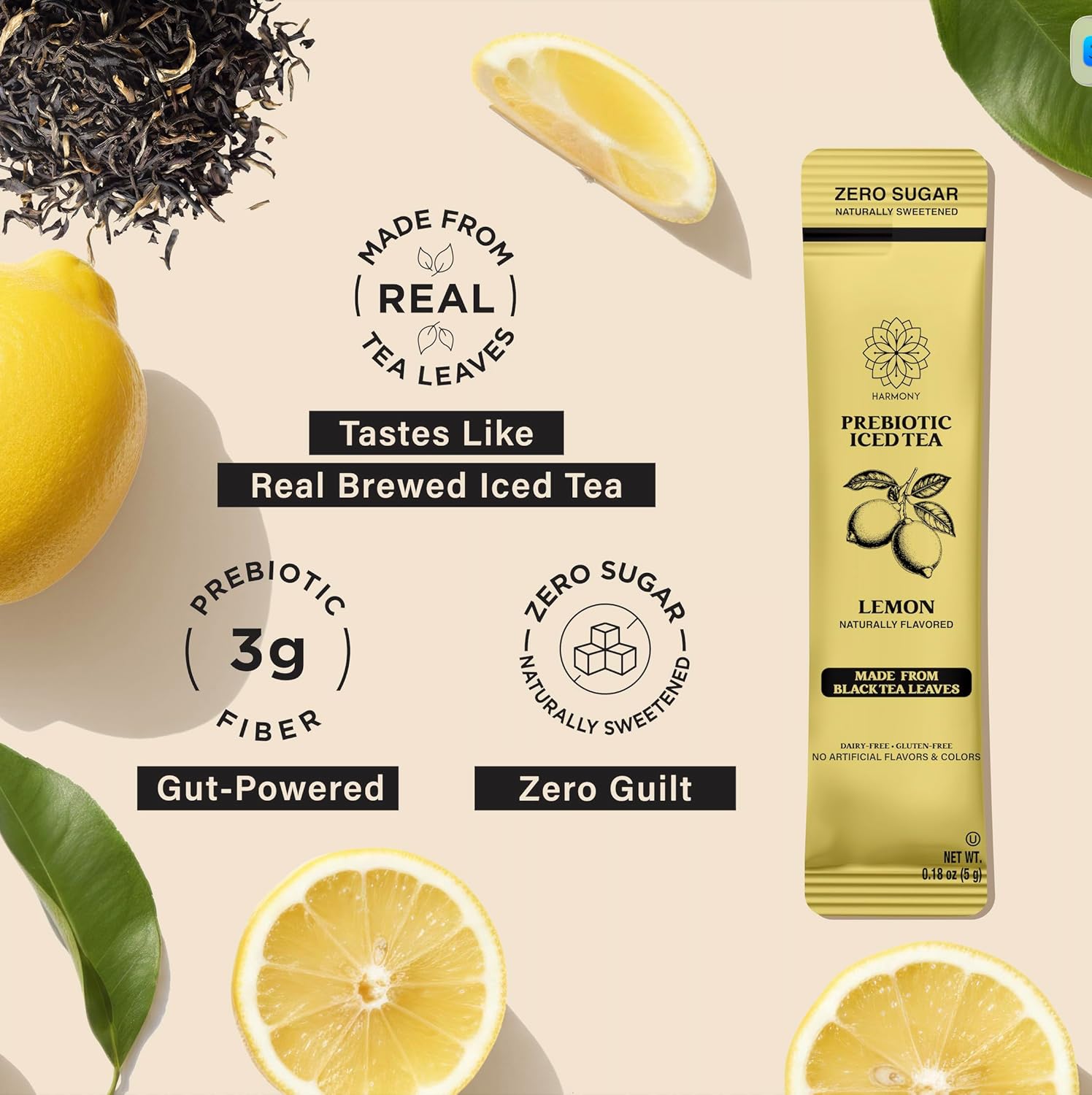 Harmony Matcha Prebiotic Black Tea Lemon (Case of 6)