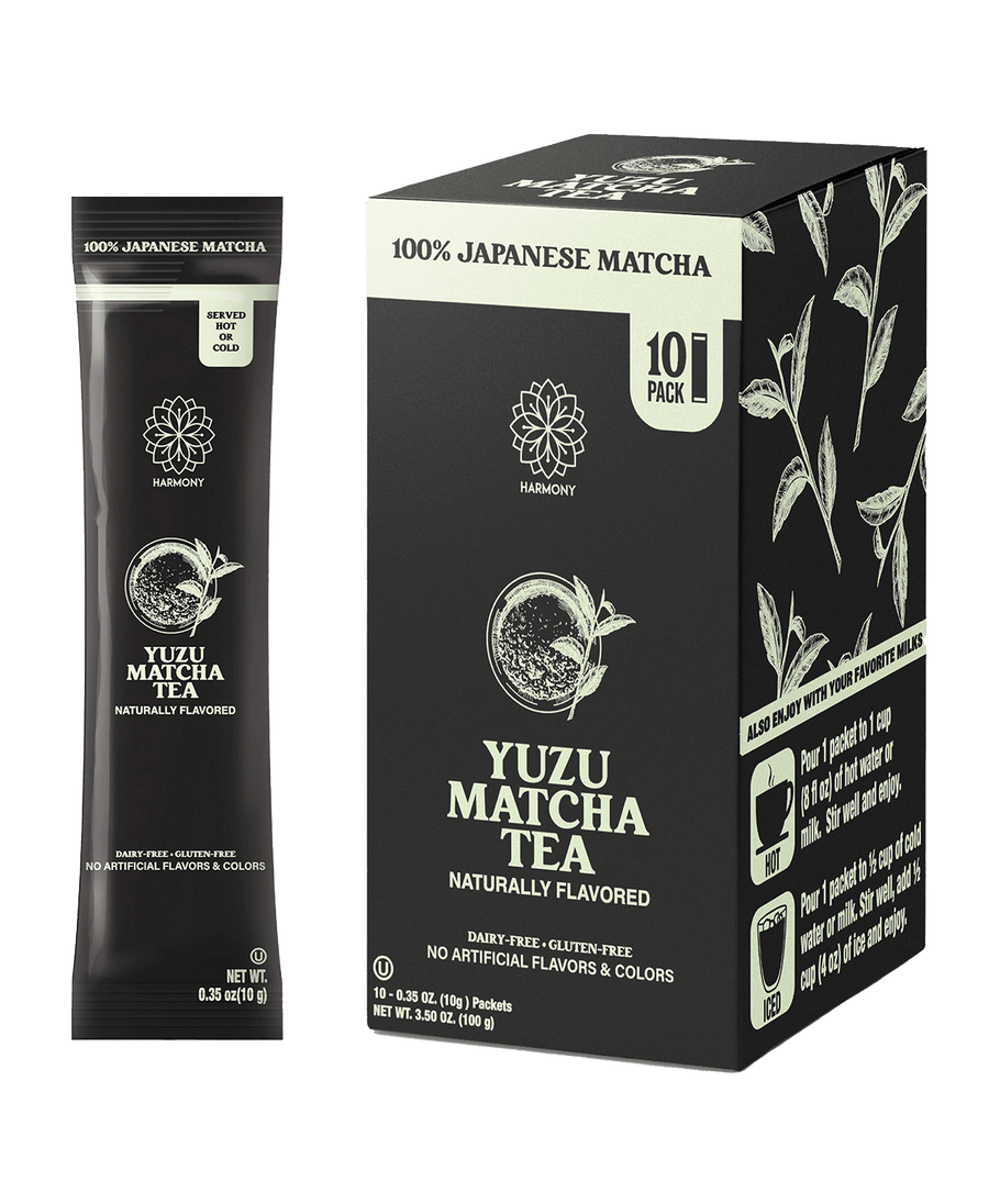Yuzu Matcha Tea, 100% Premium Japanese Matcha Green Tea, Naturally Flavored, Pack of 10 Stick Packets