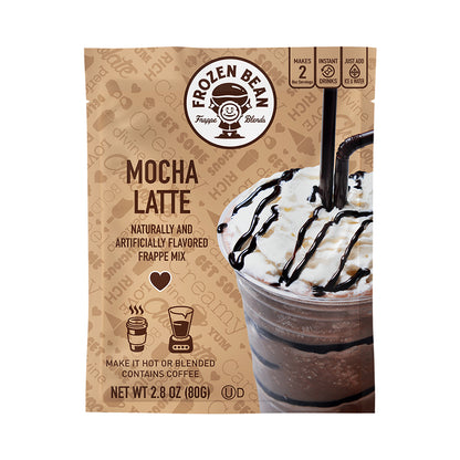 The Frozen Bean - Mocha Latte Frappe Mix, Coffee Drink with 100% Arabica Coffee, Certified Kosher, Halal, Gluten Free, 12 Packets