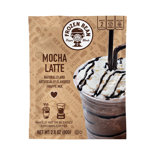 The Frozen Bean - Mocha Latte Frappe Mix, Coffee Drink with 100% Arabica Coffee, Certified Kosher, Halal, Gluten Free, 12 Packets