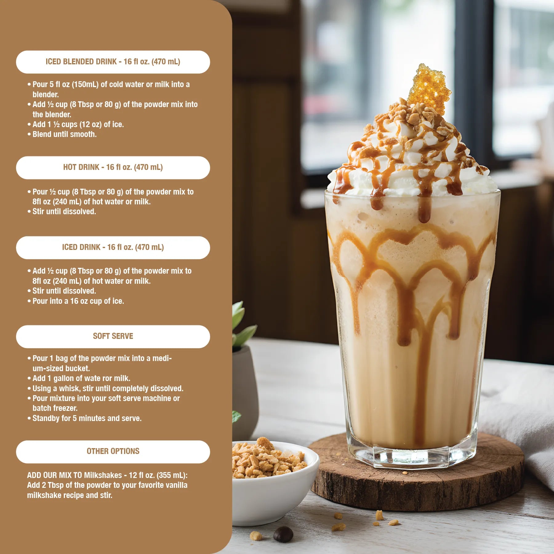 The Frozen Bean Caramel Latte Blended Ice Coffee Mix 3.5 lb. - 5/Case