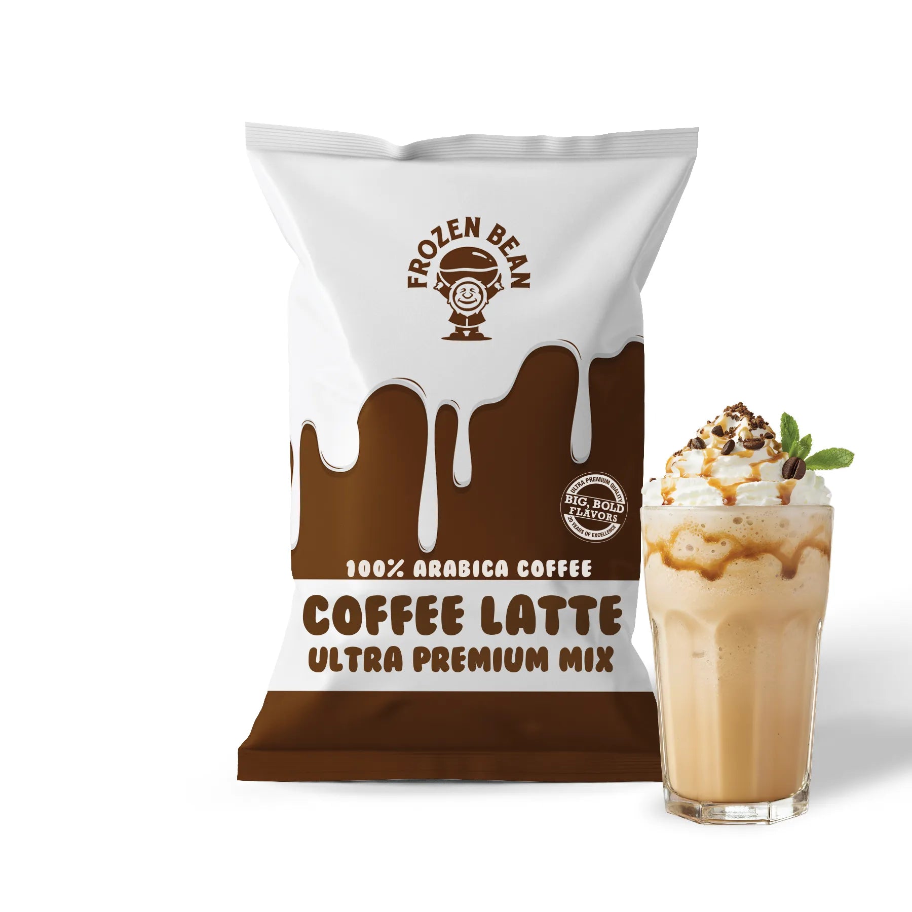 The Frozen Bean Coffee Latte Blended Ice Coffee Mix 3.5 lb. - 5/Case