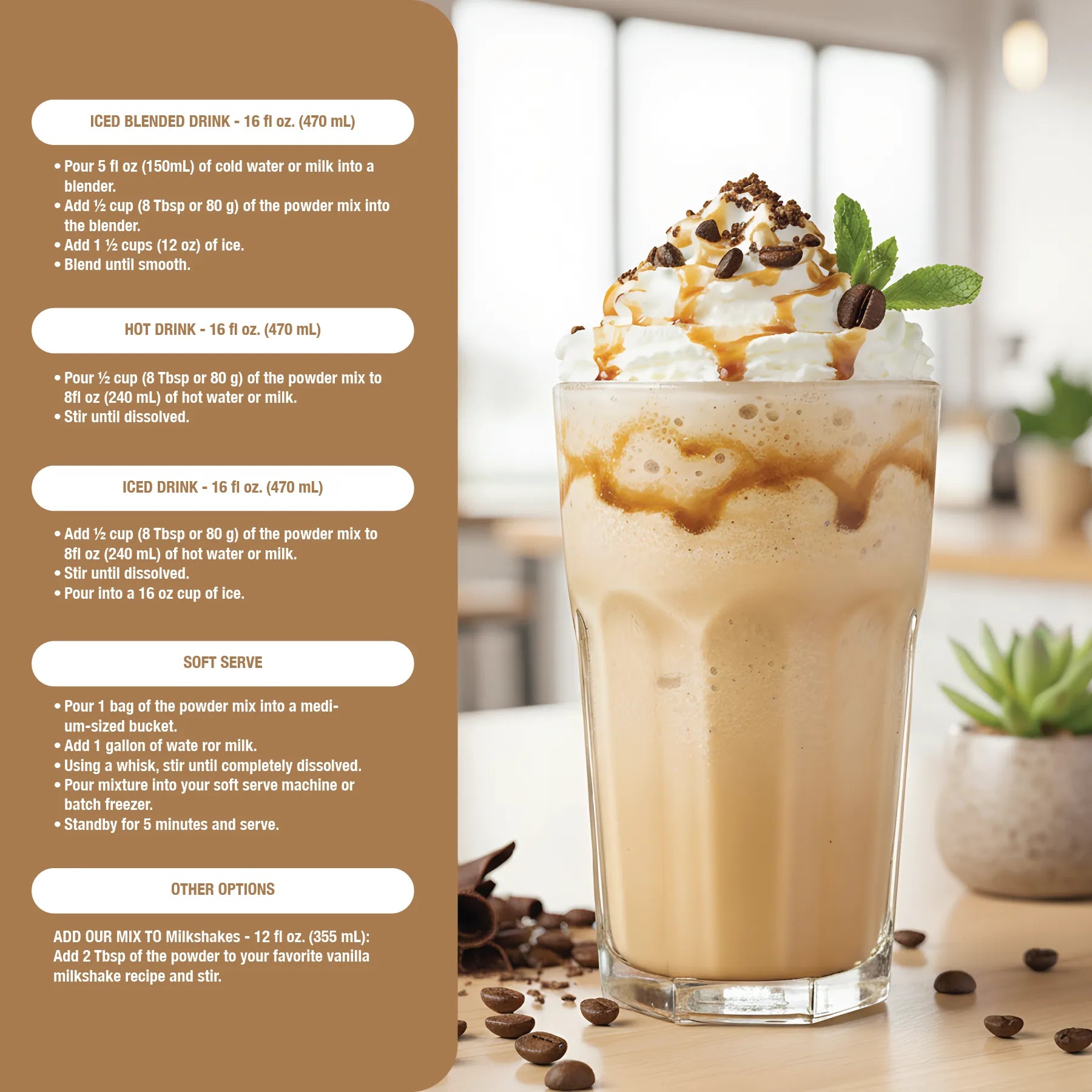 The Frozen Bean Coffee Latte Blended Ice Coffee Mix 3.5 lb. - 5/Case