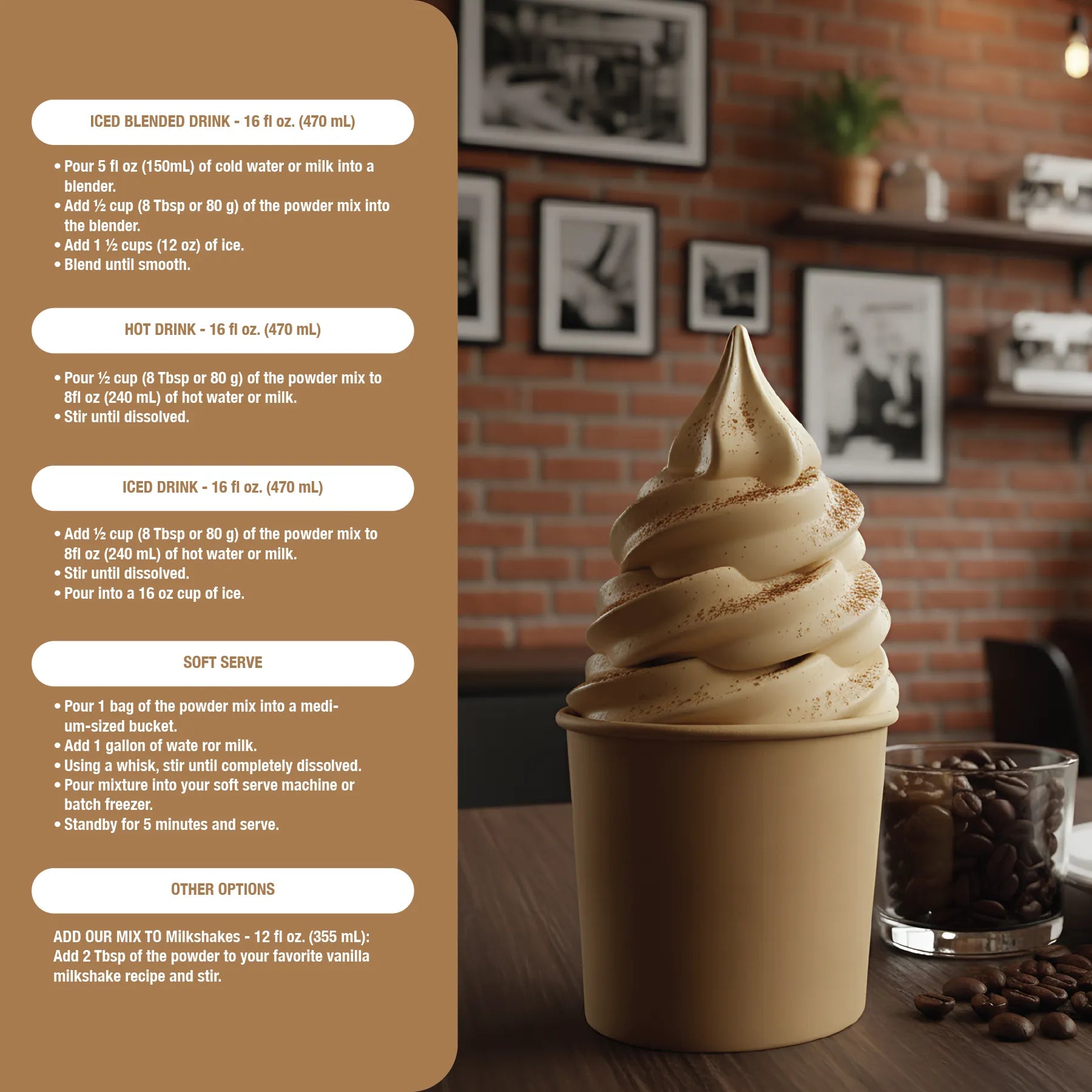 The Frozen Bean Coffee Latte Blended Ice Coffee Mix 3.5 lb. - 5/Case