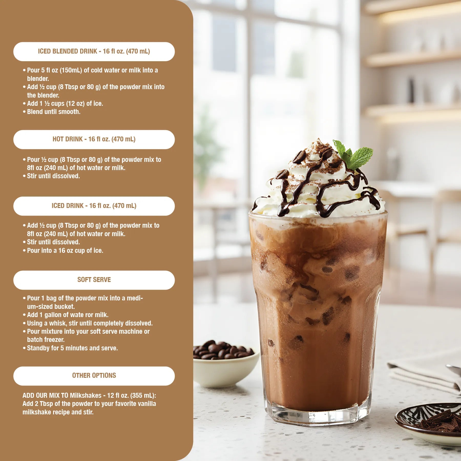 The Frozen Bean Mocha Latte Blended Ice Coffee Mix 3.5 lb.