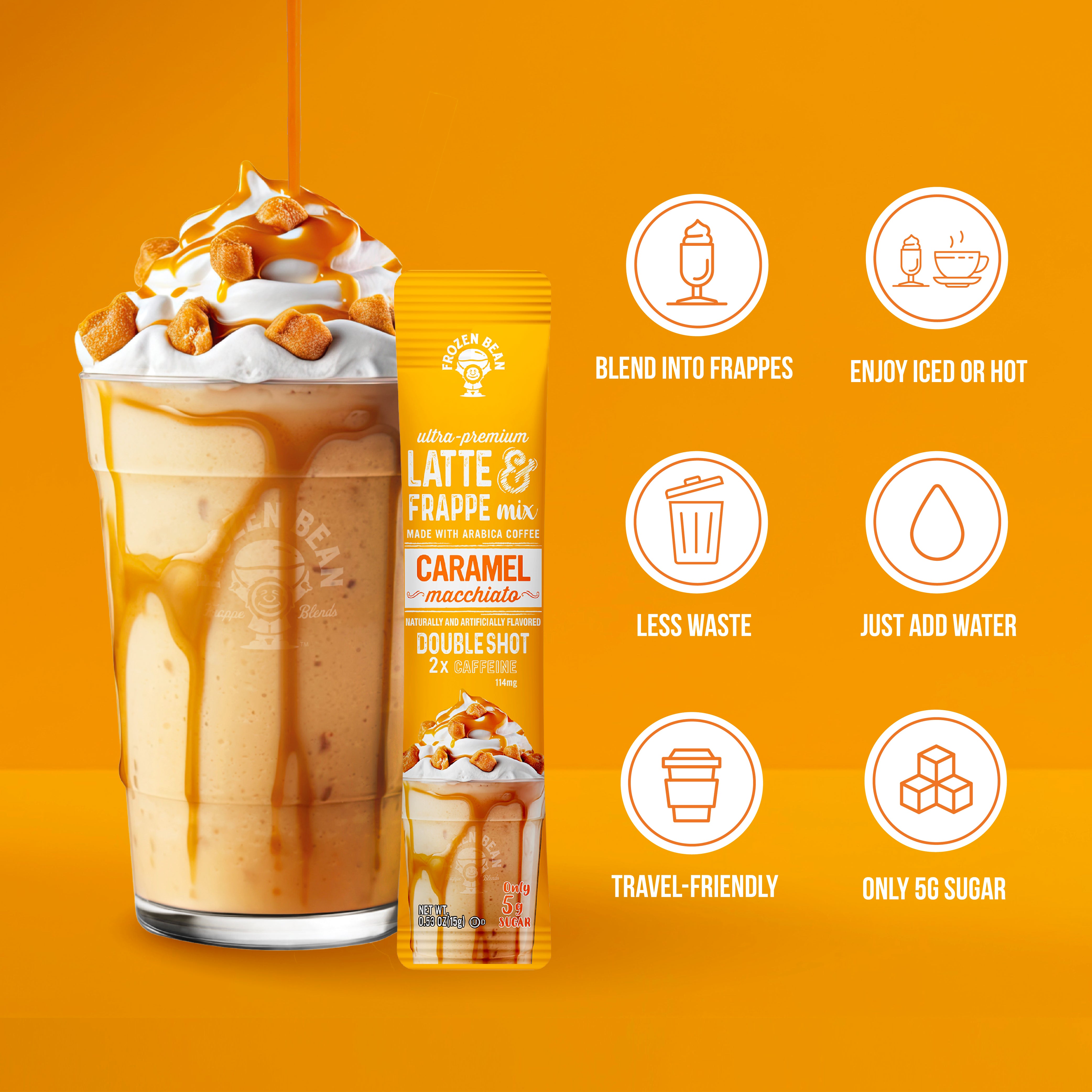 Ultra Premium Frappe Caramel Macchiato Latte Instant Mix (10 Packs)