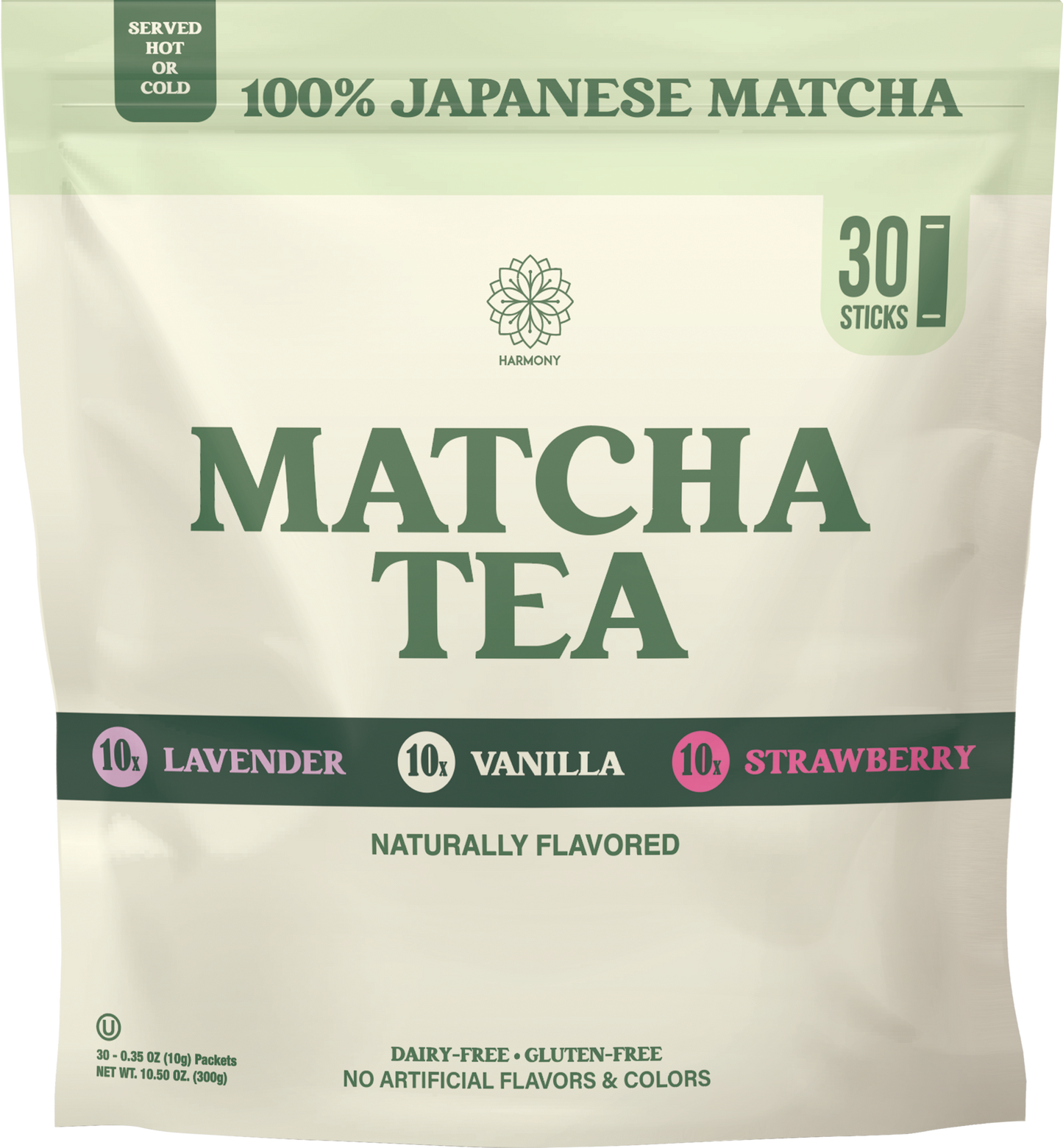 Matcha Combo Variety Pack – Lavender, Strawberry & Vanilla – Premium Shade-Grown Japanese Matcha, Sweetened with Organic Sugar, 30 Single Stick Packs