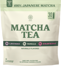 Matcha Combo Variety Pack – Lavender, Strawberry & Vanilla – Premium Shade-Grown Japanese Matcha, Sweetened with Organic Sugar, 30 Single Stick Packs