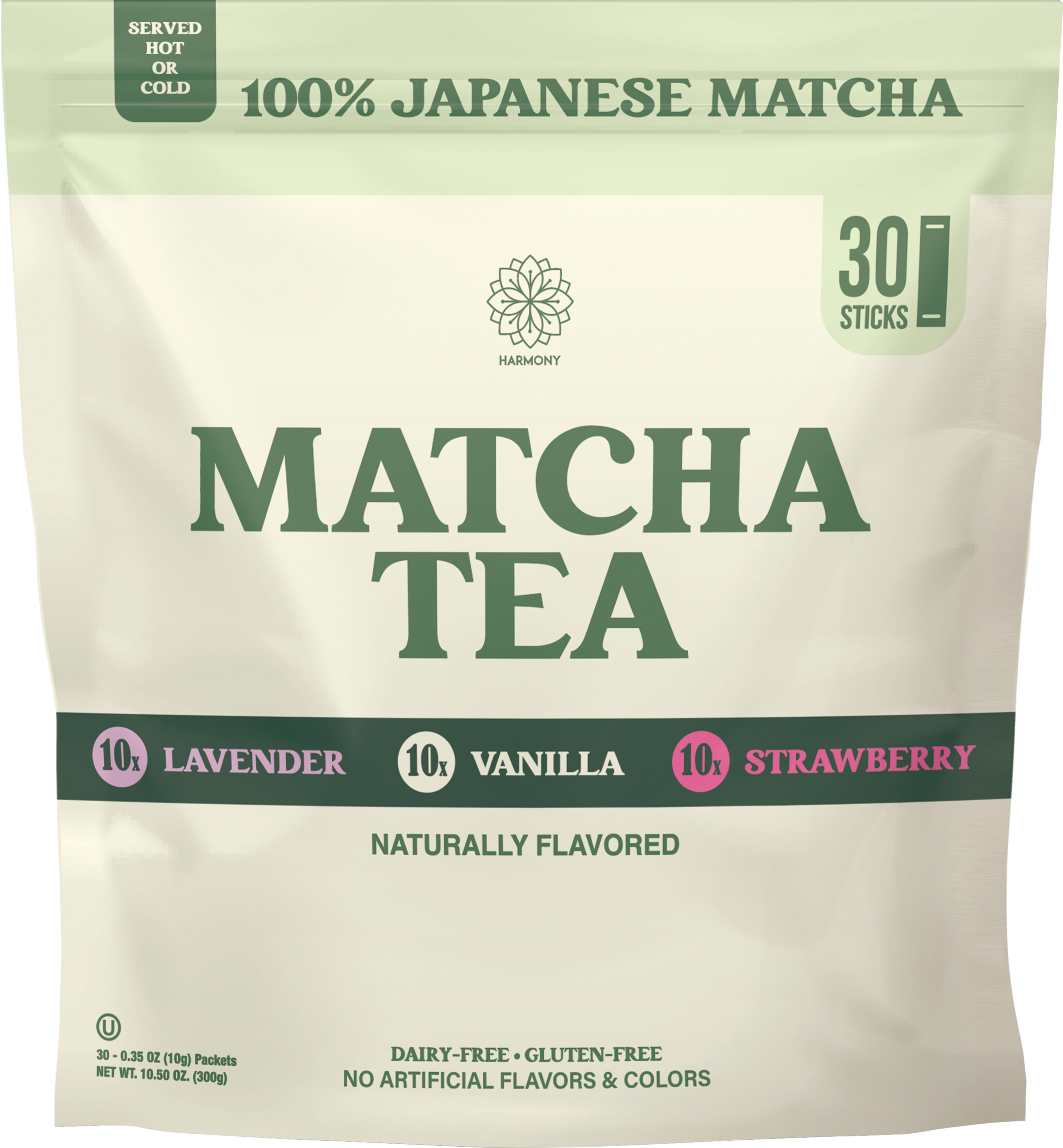 Matcha Combo Variety Pack – Lavender, Strawberry & Vanilla – Premium Shade-Grown Japanese Matcha, Sweetened with Organic Sugar, 30 Single Stick Packs