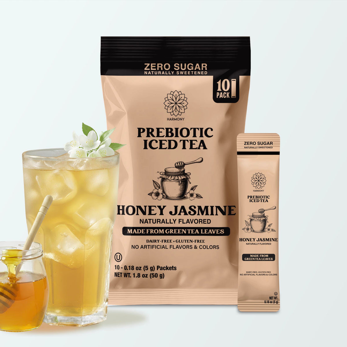 Iced Tea Drink Mix – Prebiotic Honey Jasmine Iced Tea (10-Pack)