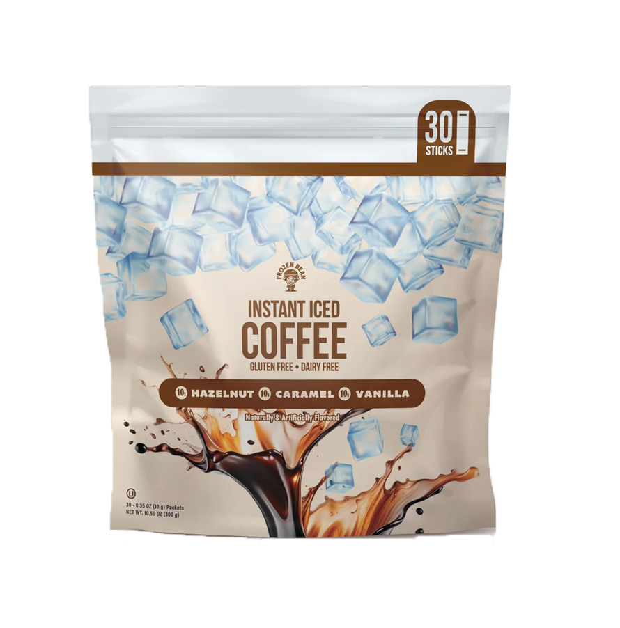 Instant Iced Coffee, Single-Serve Packets, Gluten-Free, Dairy-Free, Variety Pack, Vanilla, Hazelnut, Caramel, 10 packets each (30 packs total)