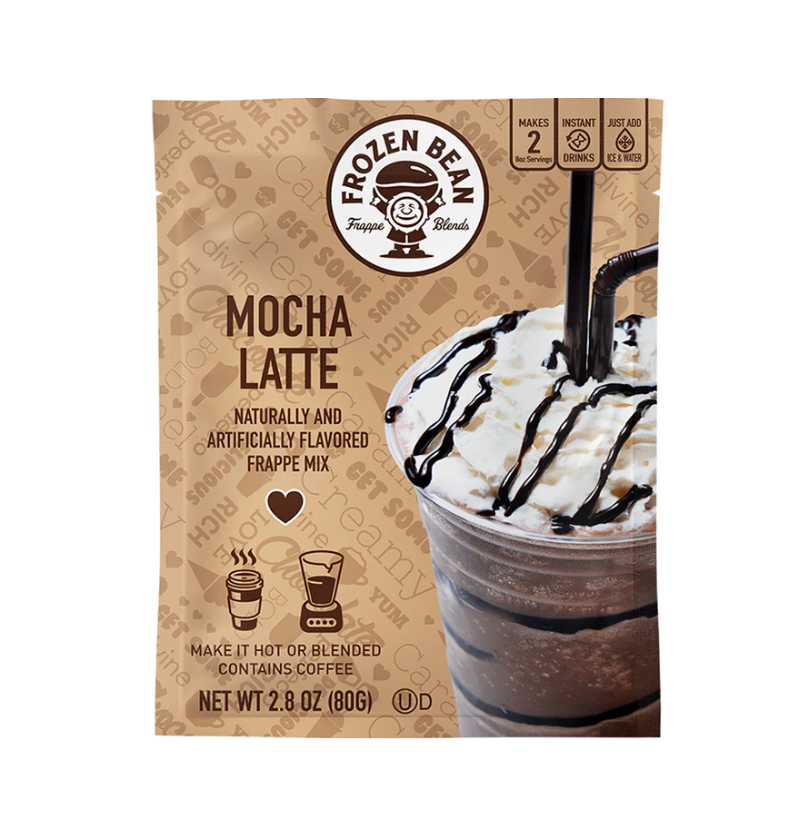 Mocha Latte Frappe Mix, Coffee Drink with 100% Arabica Coffee, Certified Kosher, Halal, Gluten Free, 12 Packets