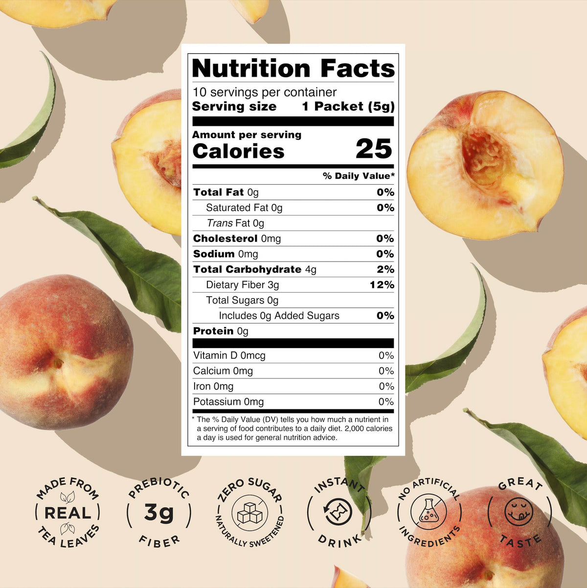 Iced Tea Drink Mix – Prebiotic Peach Iced Tea - Large (80 servings)