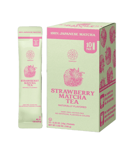 Harmony Matcha Strawberry – Premium Shade-Grown Japanese Matcha, Sweetened with Organic Sugar (10 Stick Packs)