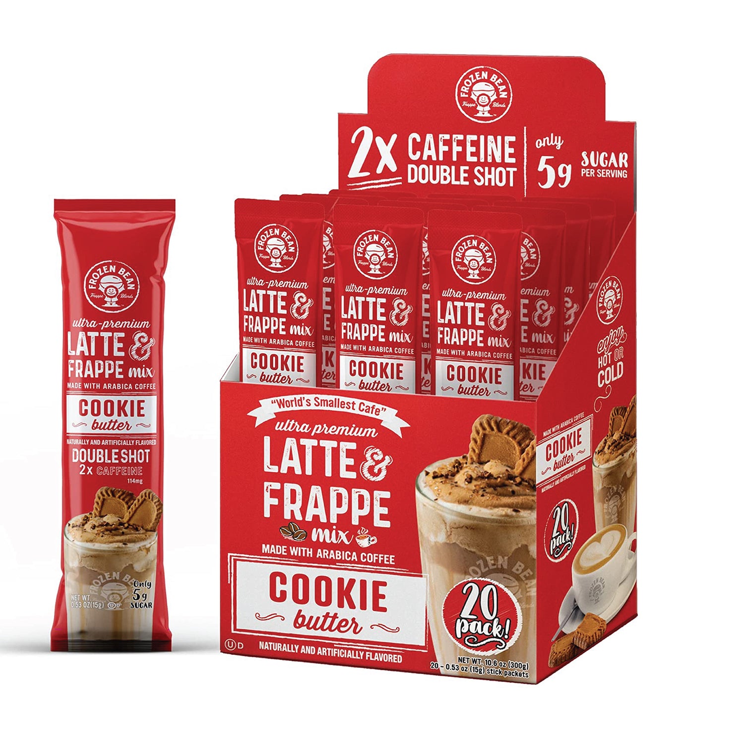 The Frozen Bean Ultra Premium Cookie Butter Frappe & Latte Instant Mix (20 Sticks)