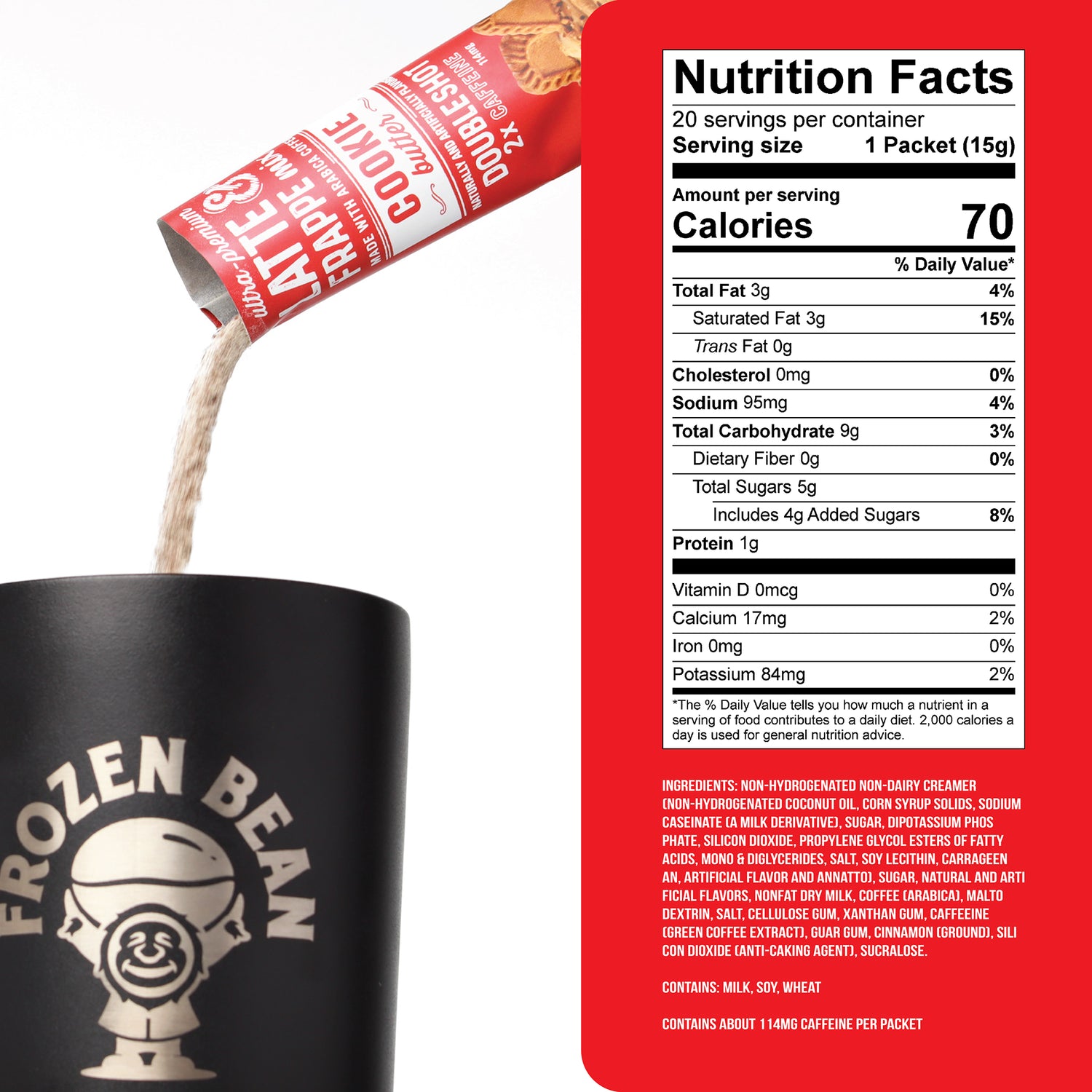 The Frozen Bean Ultra Premium Cookie Butter Frappe & Latte Instant Mix (20 Sticks)