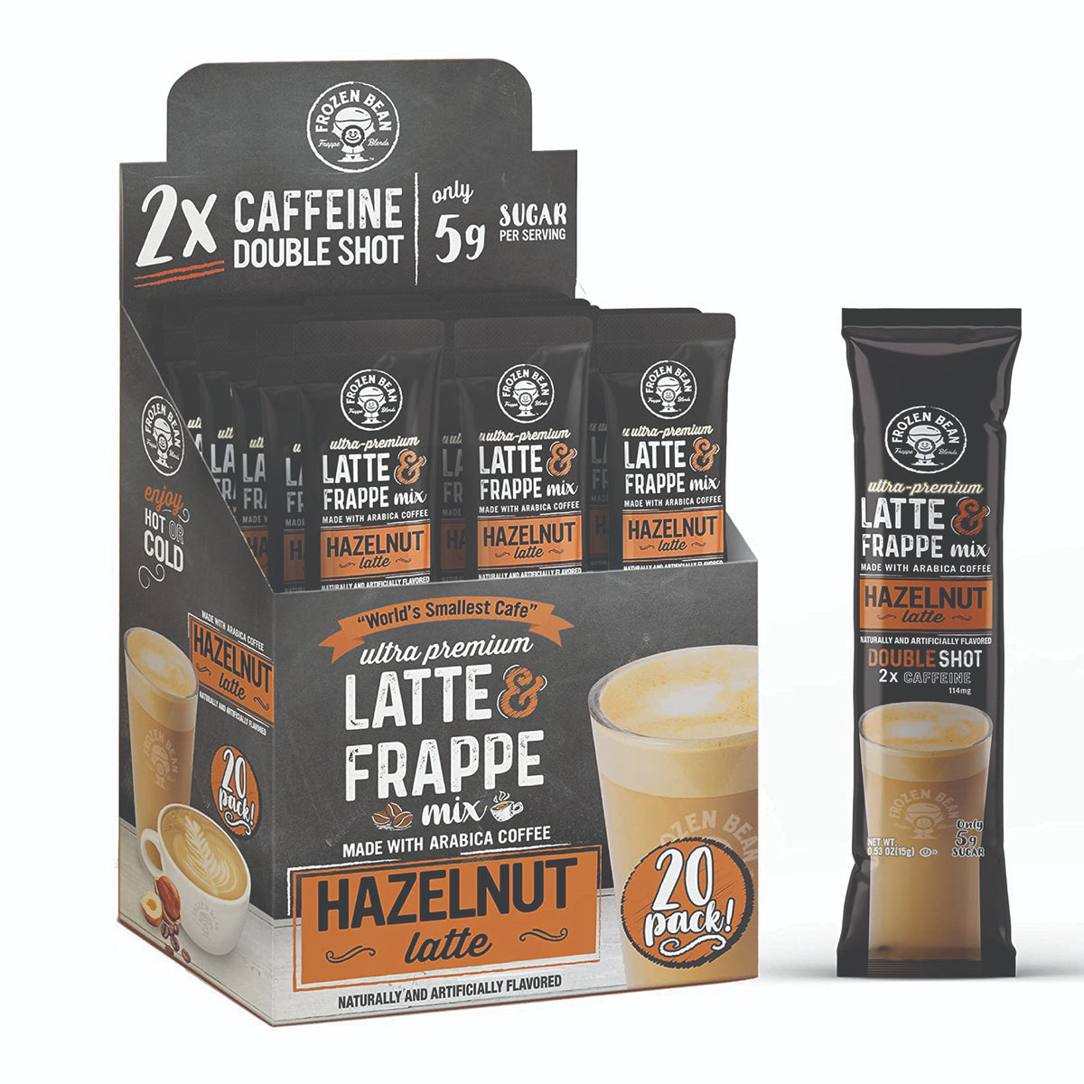 The Frozen Bean Hazelnut Frappe & Latte Instant Mix (20 Sticks)