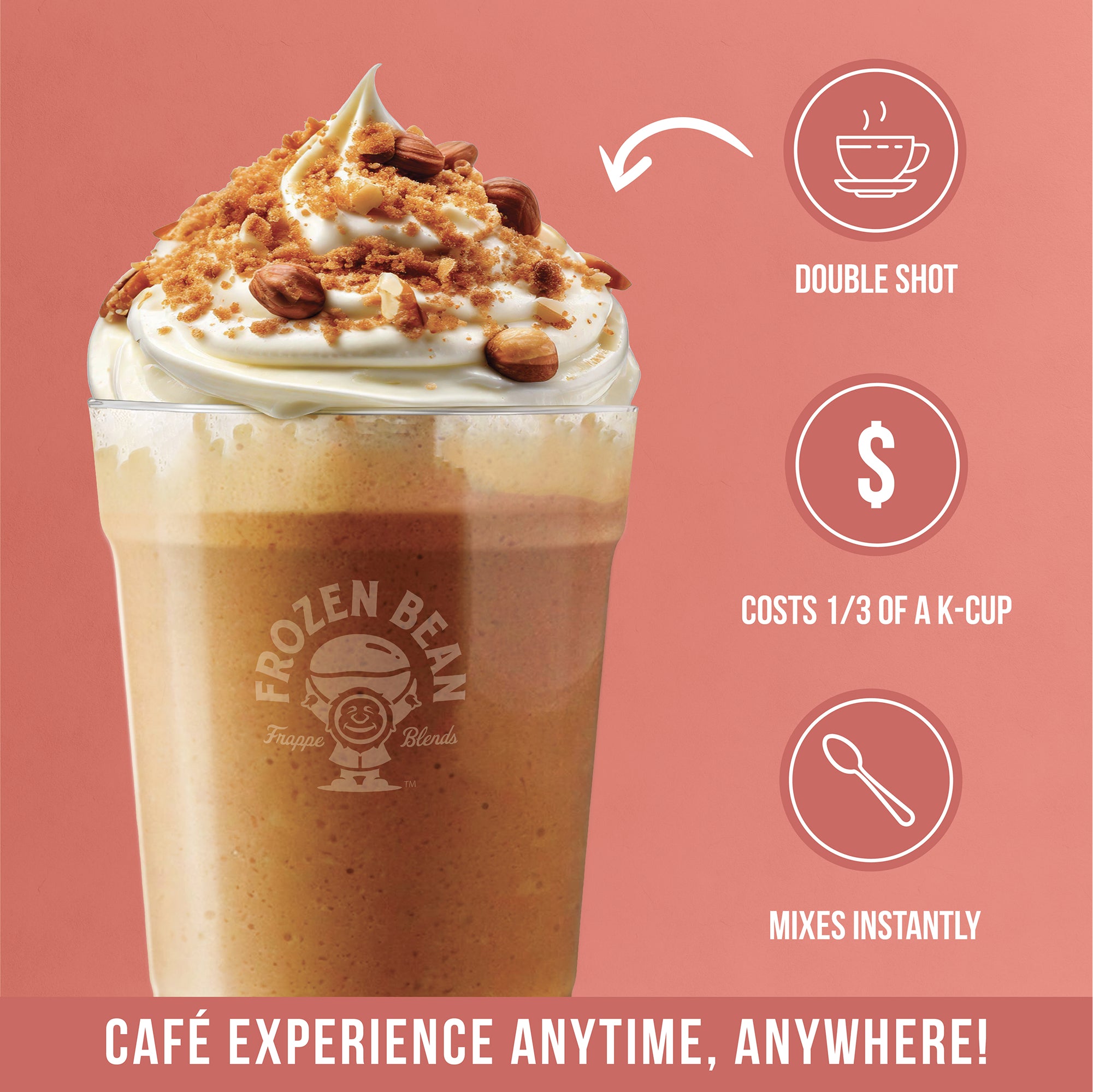 The Frozen Bean Ultra Premium Hazelnut Frappe & Latte Instant Mix (20 Sticks)