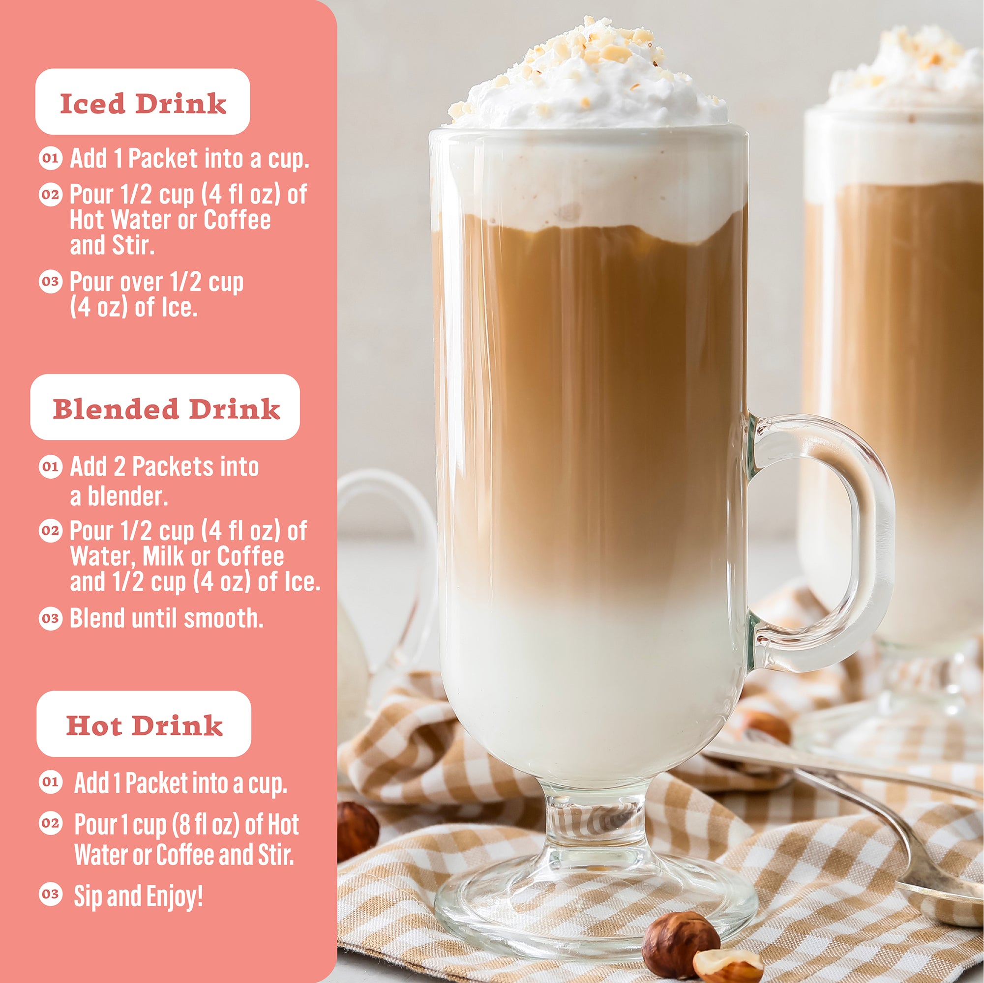 The Frozen Bean Ultra Premium Hazelnut Frappe & Latte Instant Mix (20 Sticks)