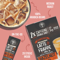 The Frozen Bean Ultra Premium Hazelnut Frappe & Latte Instant Mix (20 Sticks)