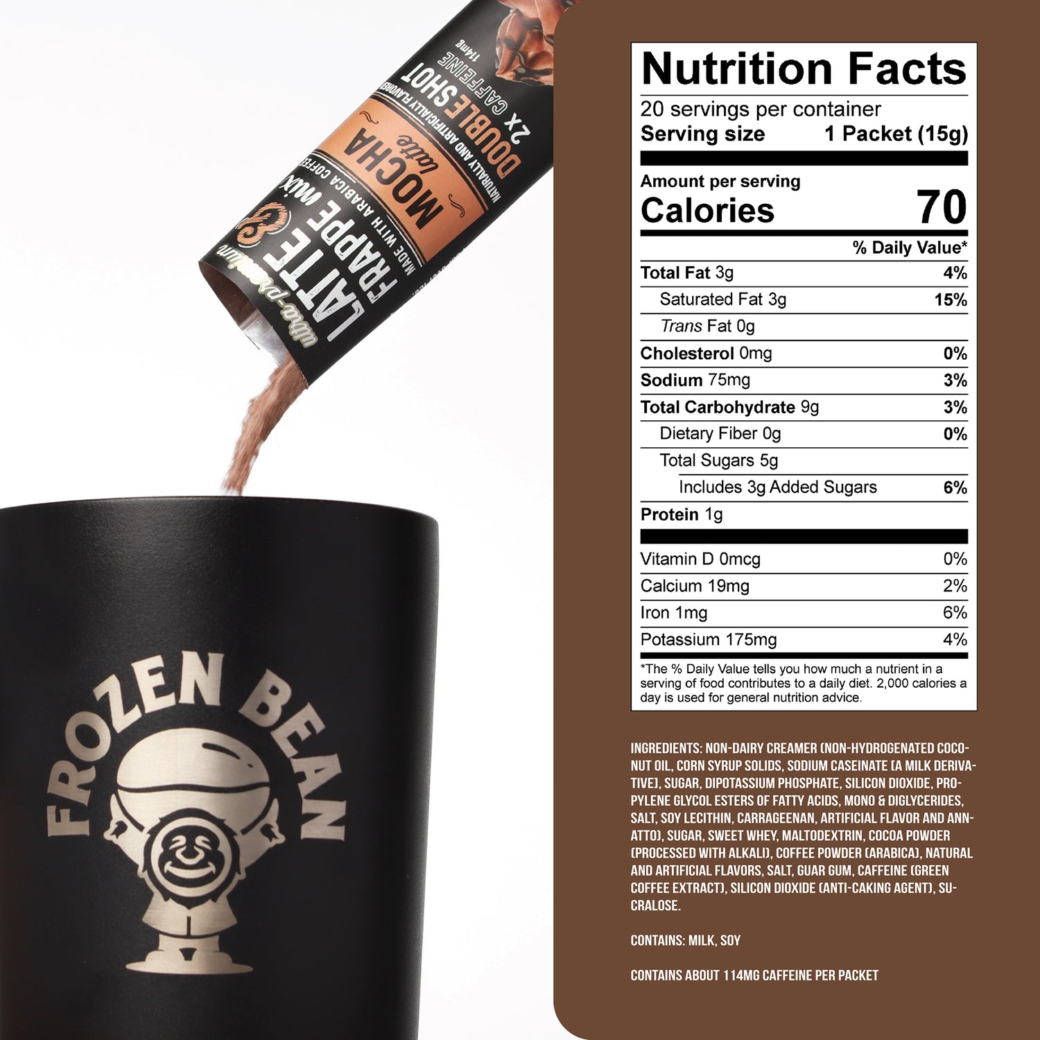 The Frozen Bean Ultra Premium Mocha Frappe & Latte Instant Mix (20 Sticks)