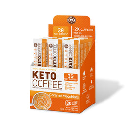 The Frozen Bean Keto Caramel Macchiato Instant Coffee Mix | MCT Oil, Low Sugar (20 Sticks)