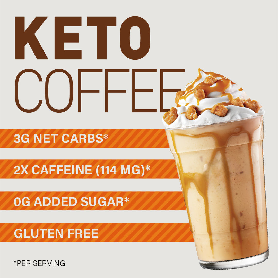 The Frozen Bean Keto Caramel Macchiato Instant Coffee Mix | MCT Oil, Low Sugar (20 Sticks)