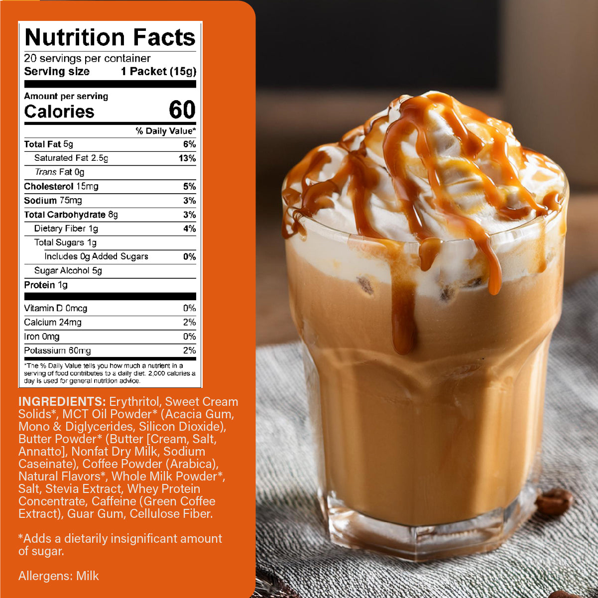 Keto Caramel Macchiato Instant Mix – MCT Oils, Low Sugar, Boost