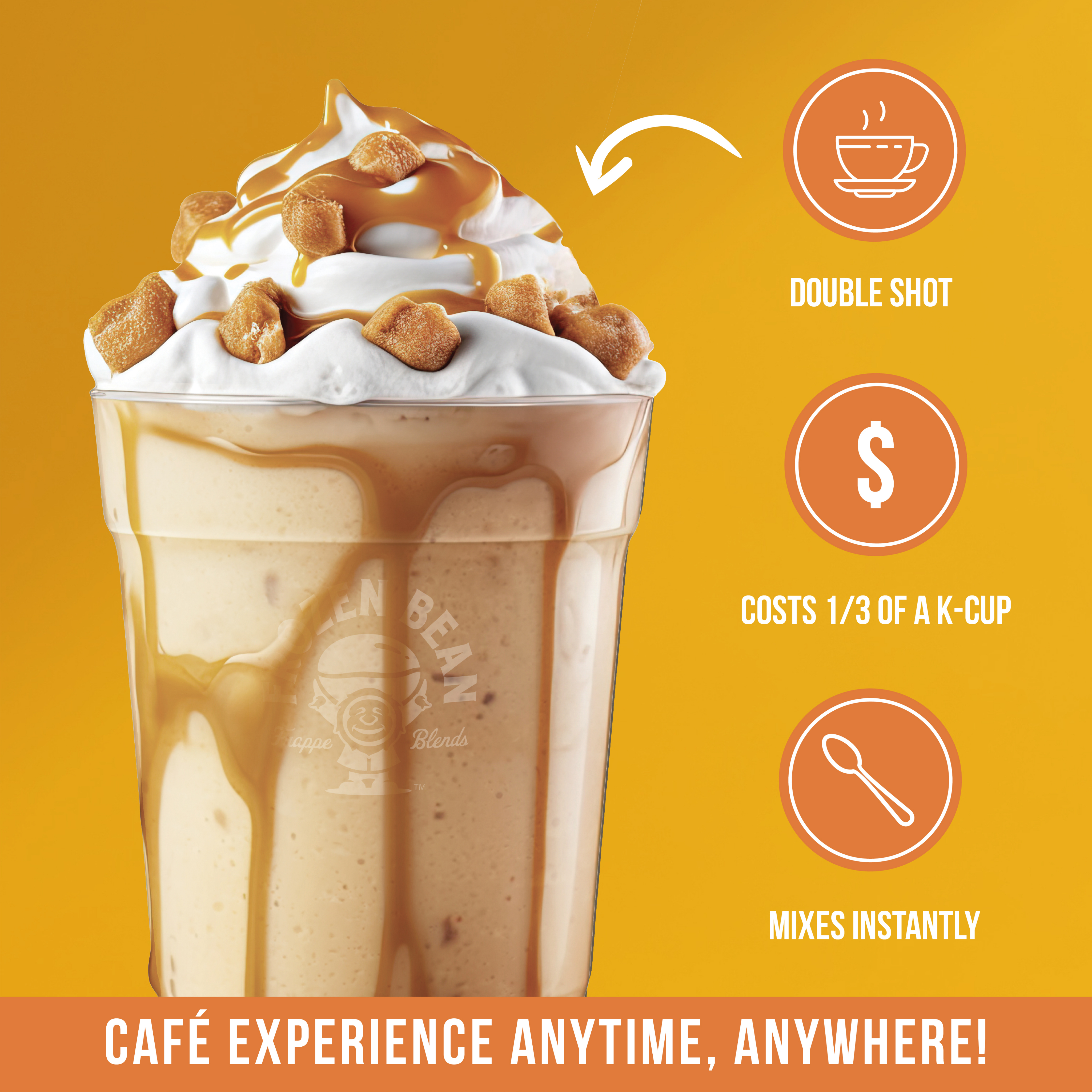 Ultra Premium Frappe Caramel Macchiato Latte Instant Mix – 10 Single-Serve Packs (Carton)