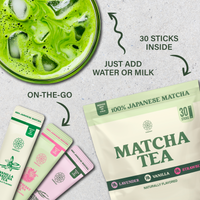 The Harmony Matcha Combo Variety Pack – Lavender, Strawberry & Vanilla (30 Sticks) – Premium Shade-Grown Japanese Matcha, Sweetened with Organic Sugar