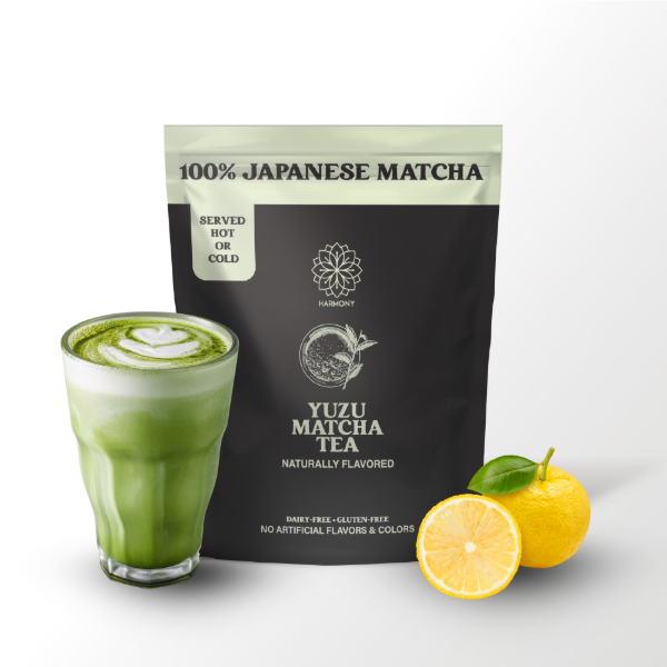 Harmony Matcha Yuzu – Premium Shade-Grown Japanese Matcha, Sweetened with Organic Sugar, 20 Servings