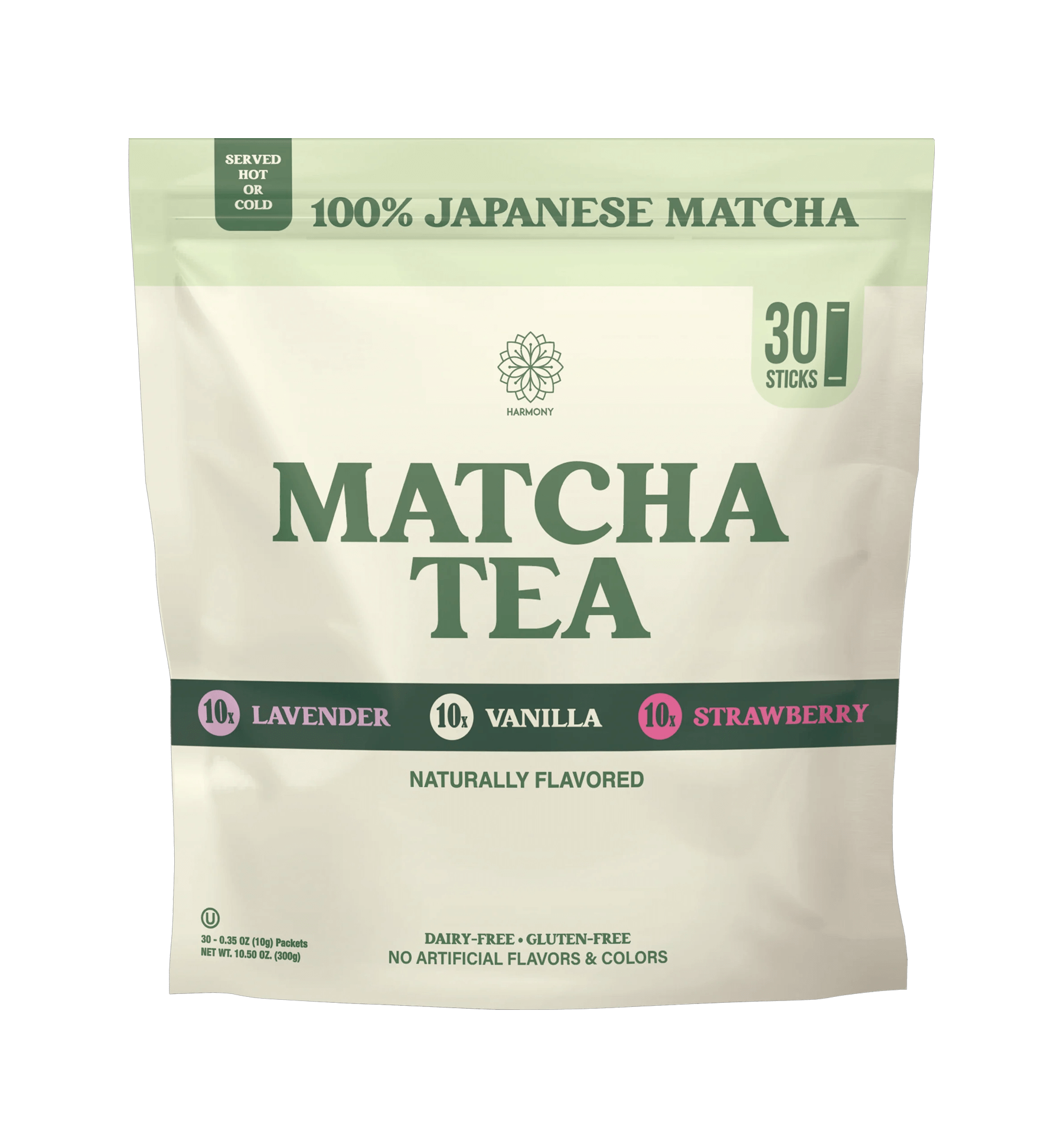 Matcha Combo Variety Pack – Lavender, Strawberry & Vanilla – Premium Shade-Grown Japanese Matcha, Sweetened with Organic Sugar, 30 Single Stick Packs
