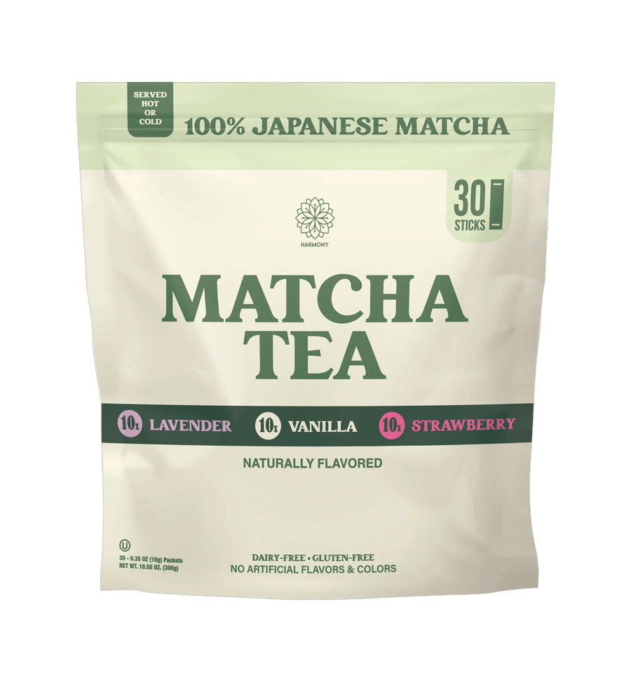 Matcha Combo Variety Pack – Lavender, Strawberry & Vanilla – Premium Shade-Grown Japanese Matcha, Sweetened with Organic Sugar, 30 Single Stick Packs