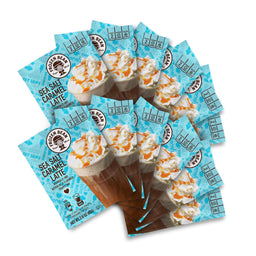 The Frozen Bean - Sea Salt Caramel Latte Frappe Mix, Coffee Drink with 100% Arabica Coffee, Certified Kosher, Halal, Gluten Free, 12 Packets