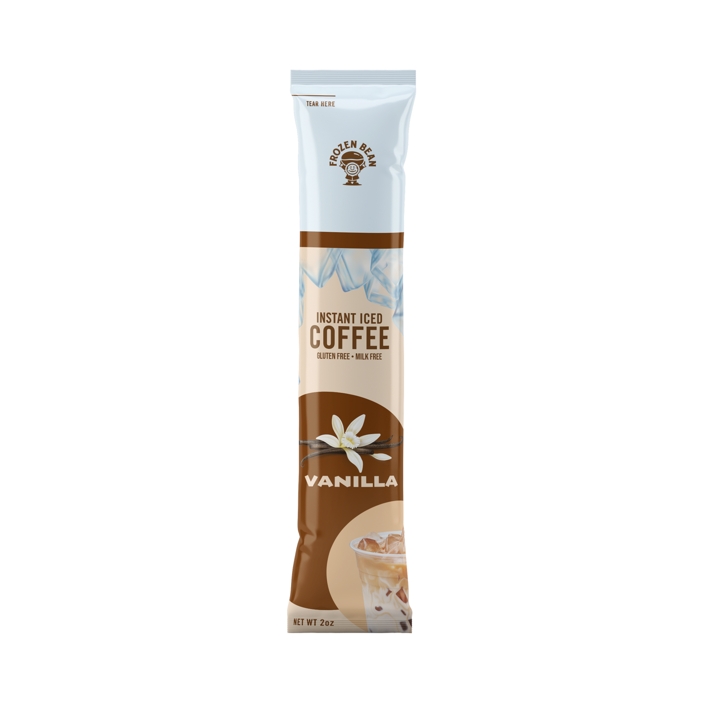 The Frozen Bean, Instant Iced Coffee, Single-Serve Packets, Gluten-Free, Dairy-Free, Variety Pack, Vanilla, Hazelnut, Caramel, 10 packets each (30 packs total)